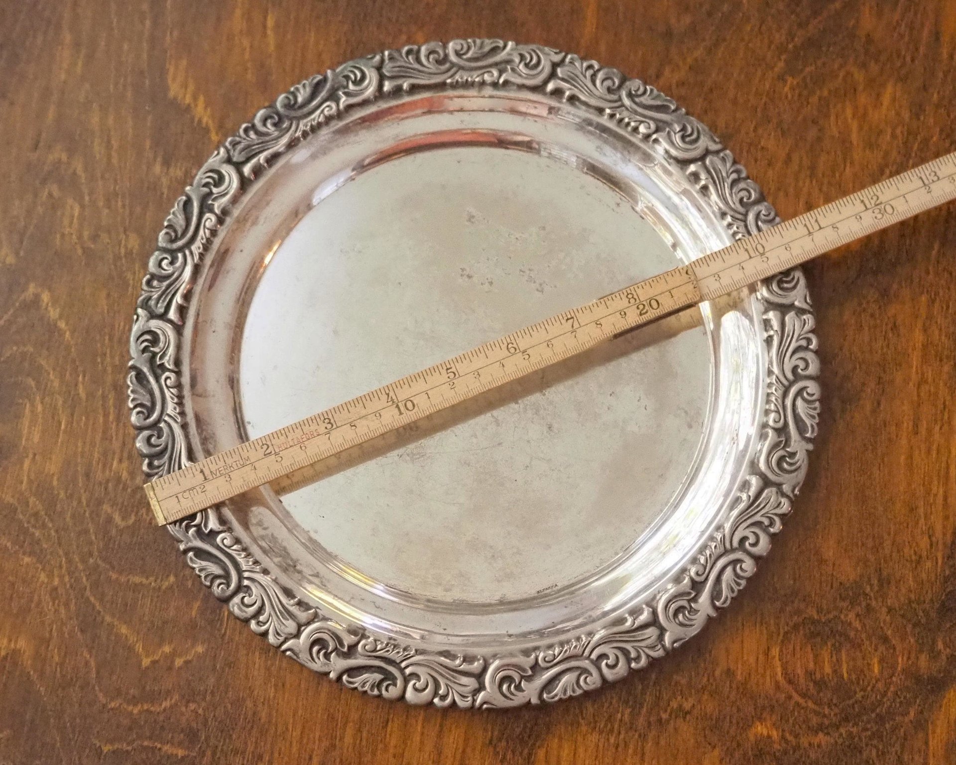 Vintage alpacca silver tray | Alpacca silver platter | Vintage serving tray | Alpacca silver tray | Made in Finland | Round serving tray