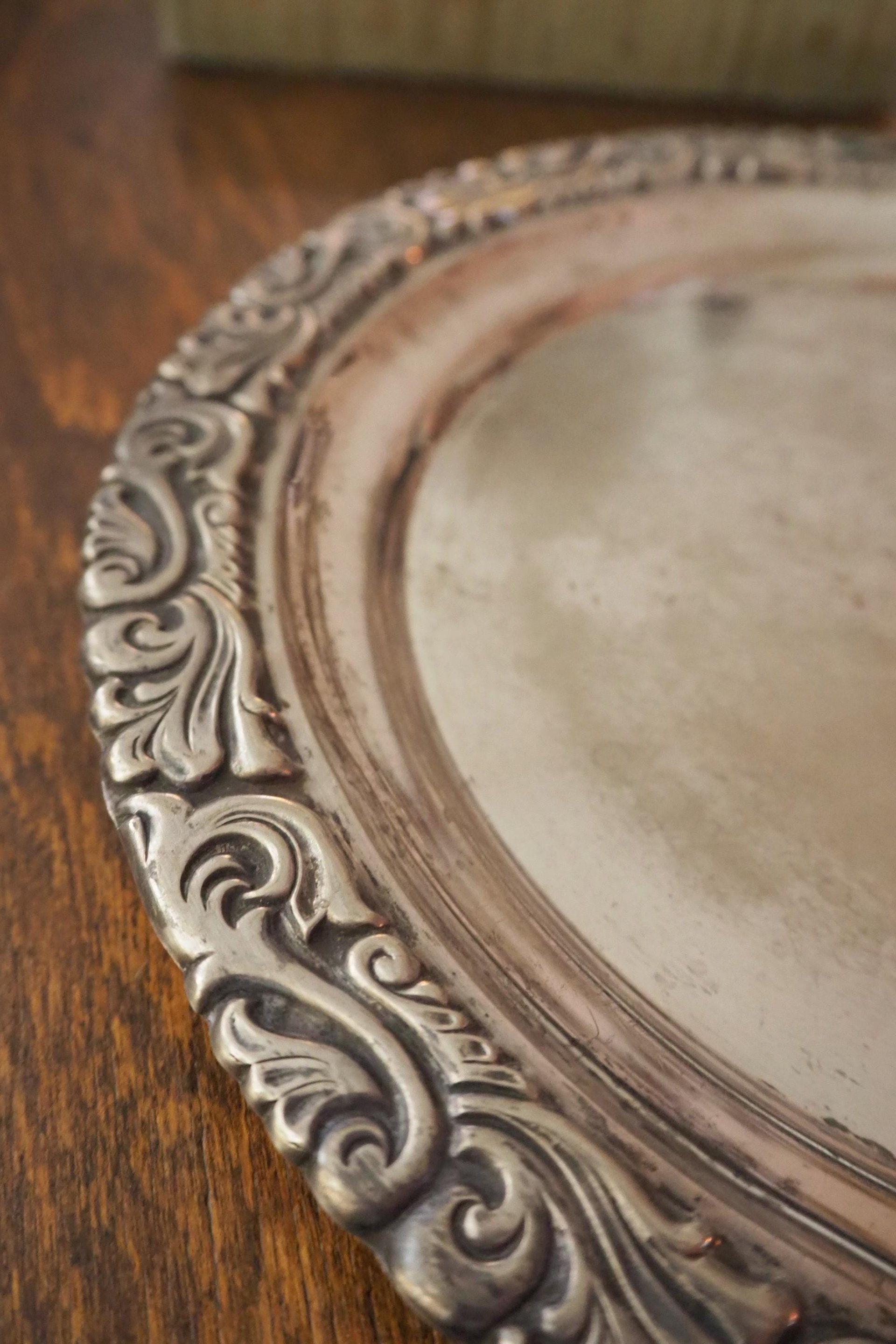 Vintage alpacca silver tray | Alpacca silver platter | Vintage serving tray | Alpacca silver tray | Made in Finland | Round serving tray