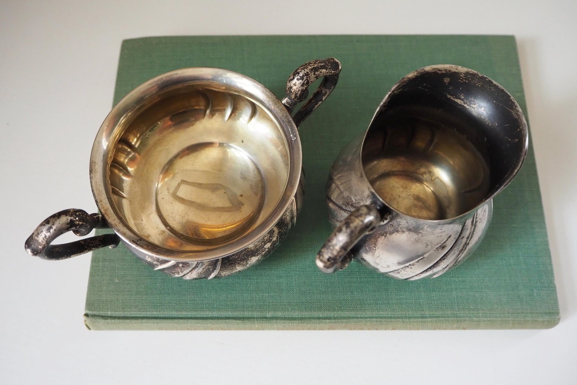 Vintage alpacca creamer and sugar bowl set | Vintage alpacca silver creamer and sugar set | Vintage creamer and sugar bowl set