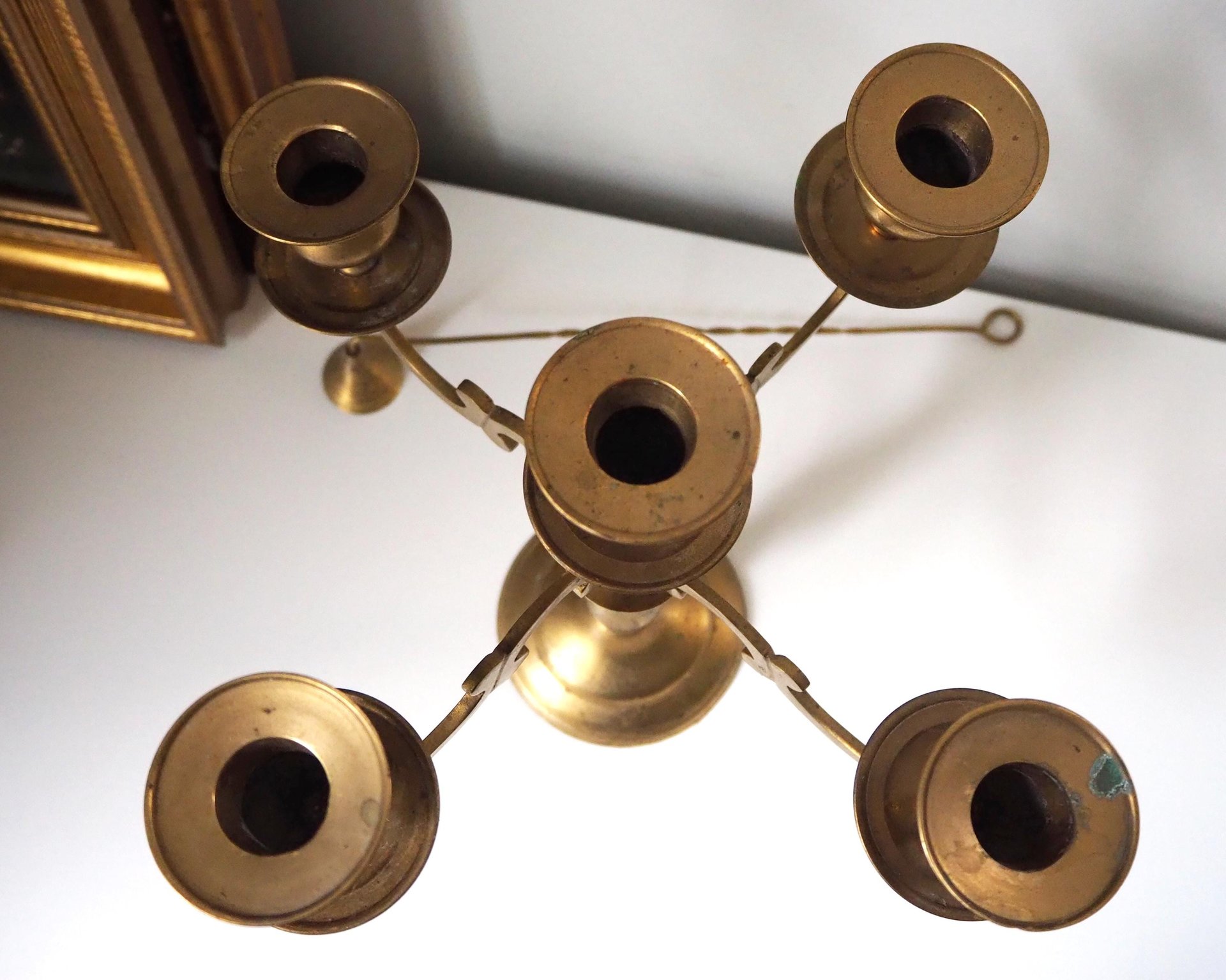 Vintage five arm candelabra | Brass candelabra | Five arm candlestick holder | Vintage candelabrum | Brass candelabrum set | Candle snuffer