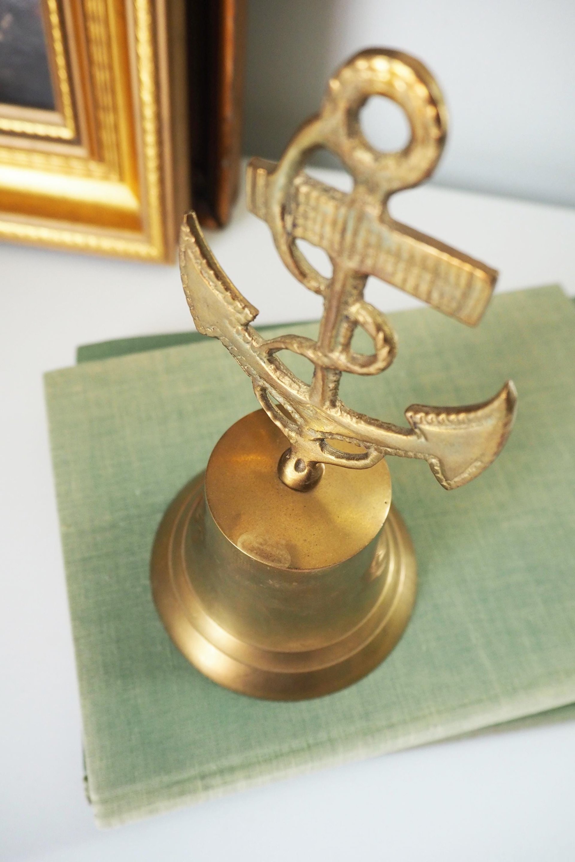 Vintage brass hand bell | Anchor hand bell | Vintage hand bell | Brass table bell | Vintage table bell | Vintage brass bell