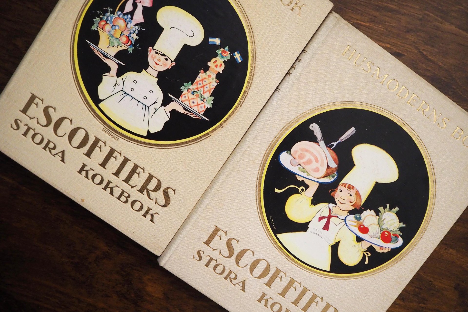Vintage cookbooks | Escoffiers Stora Kokbok delar 1–2 | Vintage Swedish cookbooks | Swedish cookbooks | Auguste Escoffier | Husmoderns Bok