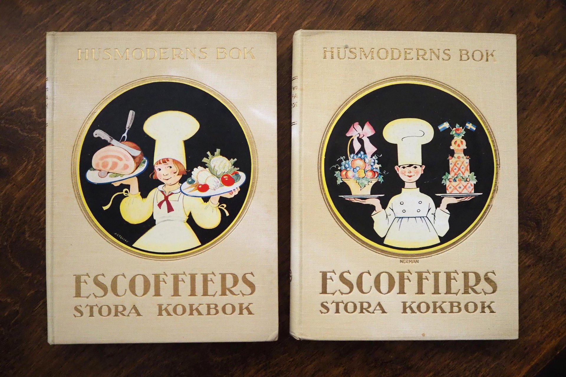 Vintage cookbooks | Escoffiers Stora Kokbok delar 1–2 | Vintage Swedish cookbooks | Swedish cookbooks | Auguste Escoffier | Husmoderns Bok