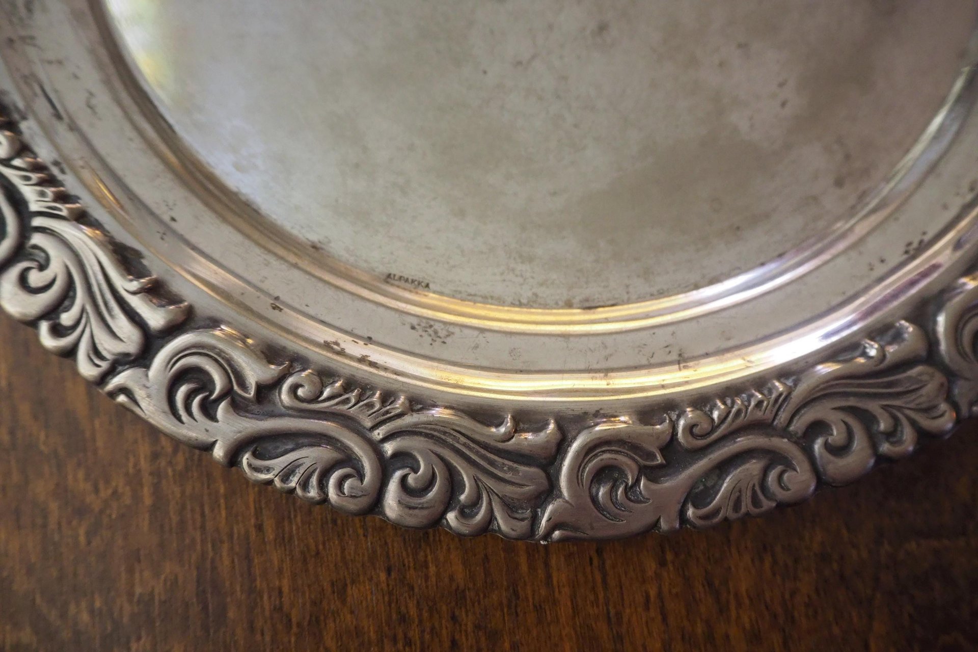 Vintage alpacca silver tray | Alpacca silver platter | Vintage serving tray | Alpacca silver tray | Made in Finland | Round serving tray