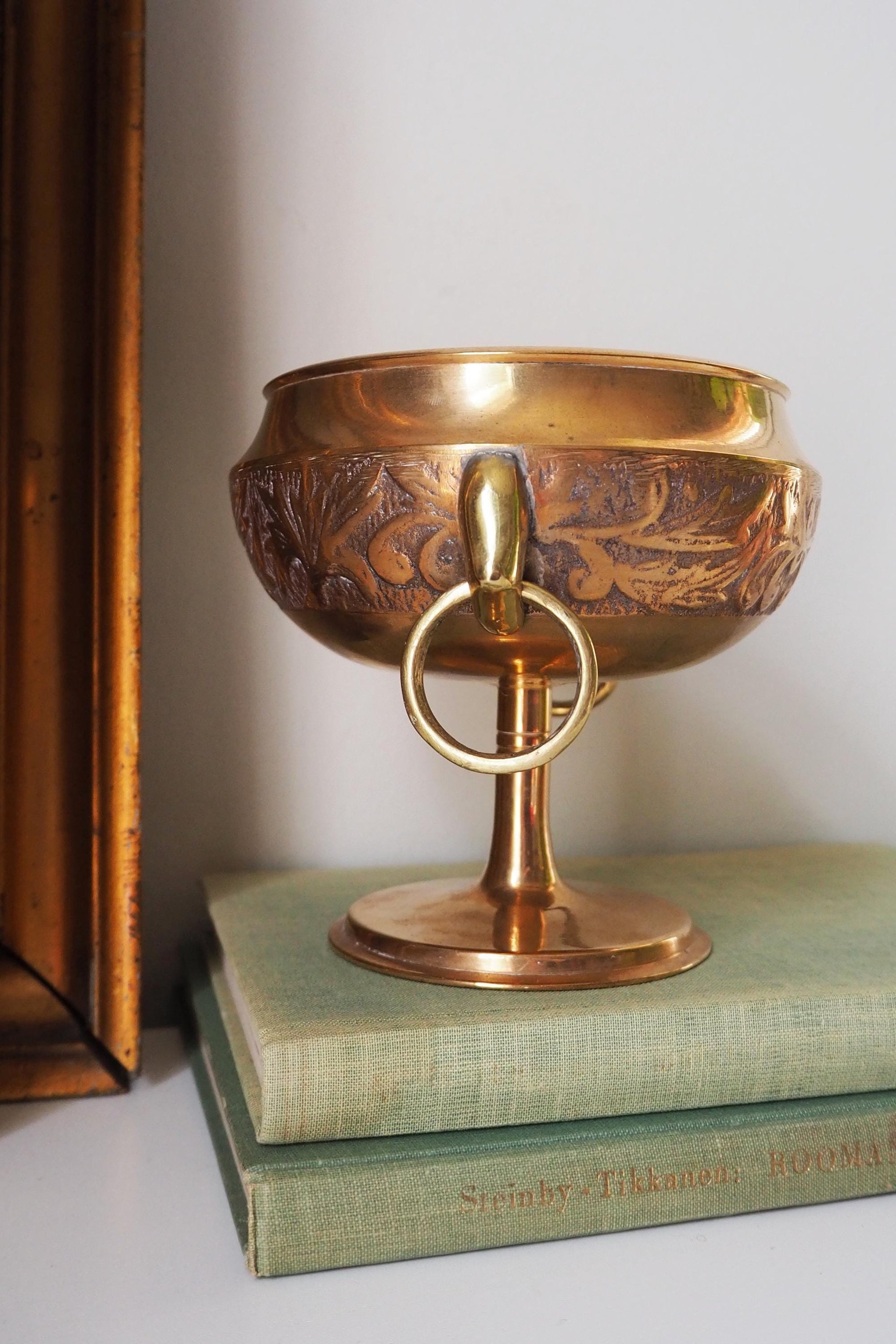 Vintage brass footed bowl | Malm brass bowl | Brass footed bowl | Ringed brass bowl | Brass bowl | Made in Sweden | Vintage Malm bowl