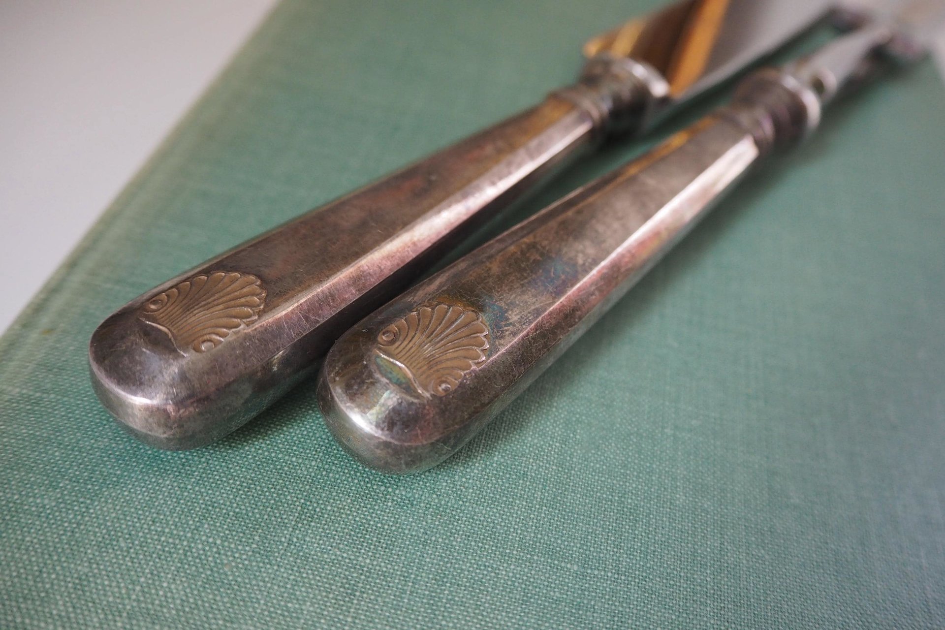 Vintage carving set | Sheffield carving knife and fork | Vintage stainless steel carving set | Alpacca silver carving set