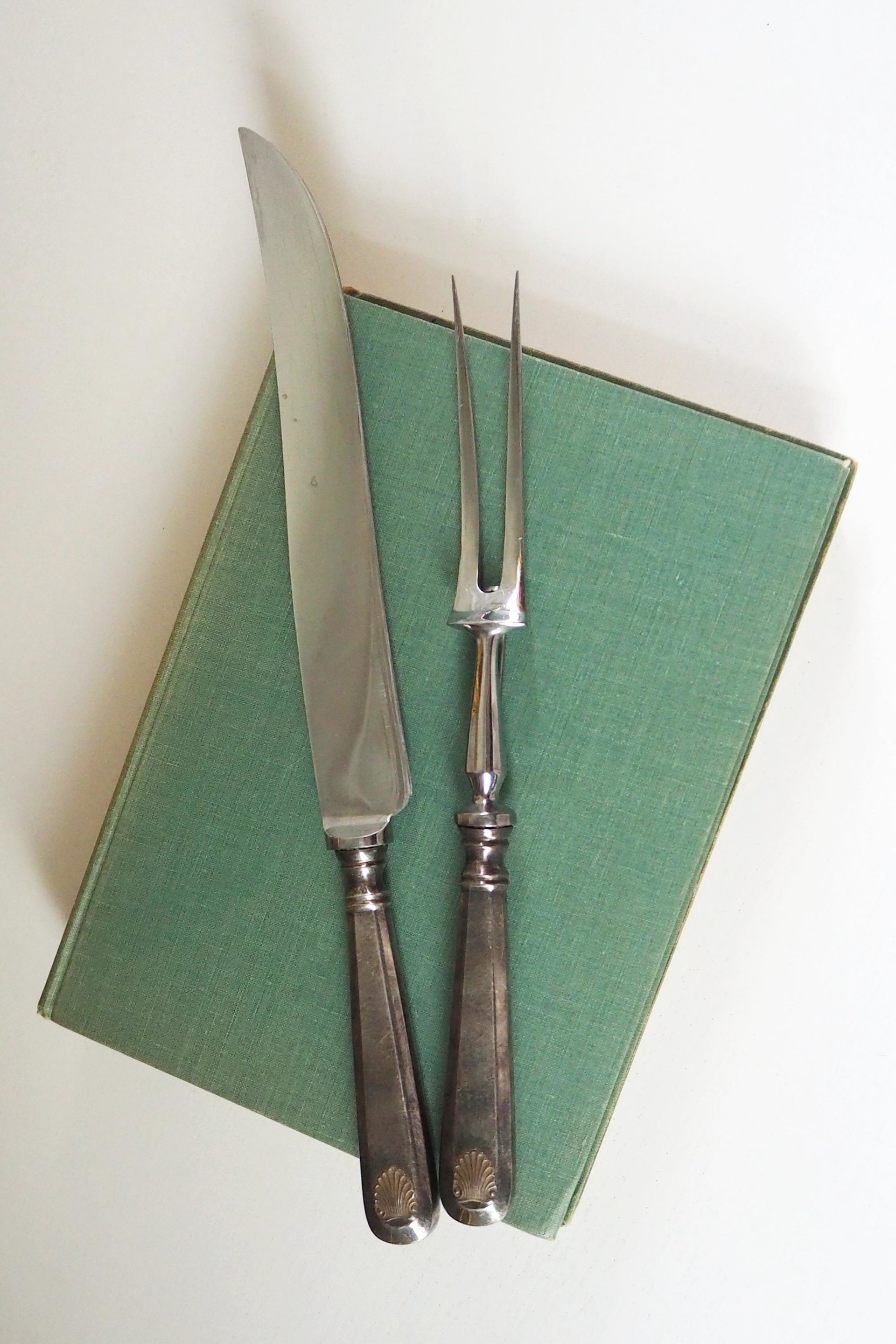 Vintage carving set | Sheffield carving knife and fork | Vintage stainless steel carving set | Alpacca silver carving set