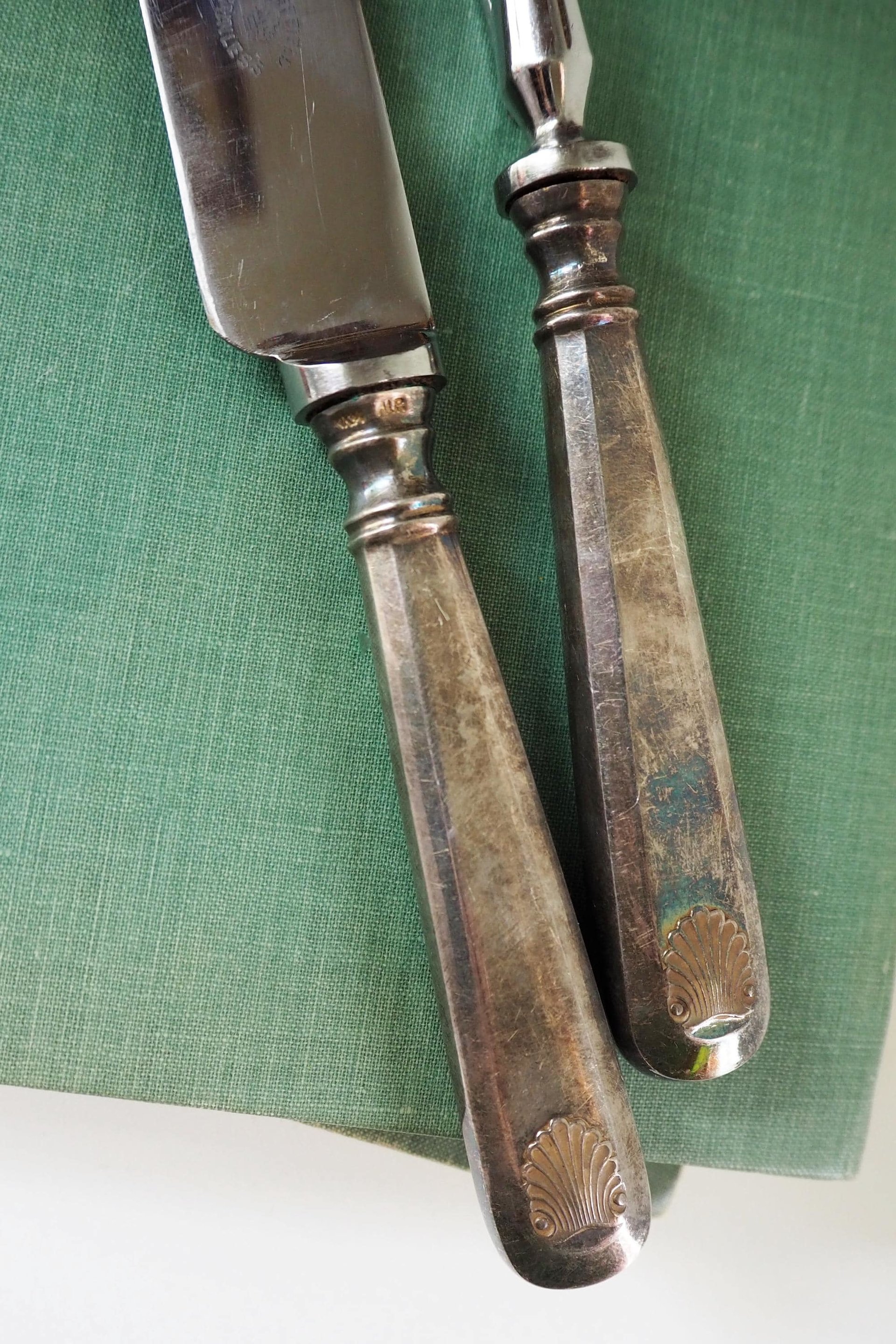 Vintage carving set | Sheffield carving knife and fork | Vintage stainless steel carving set | Alpacca silver carving set