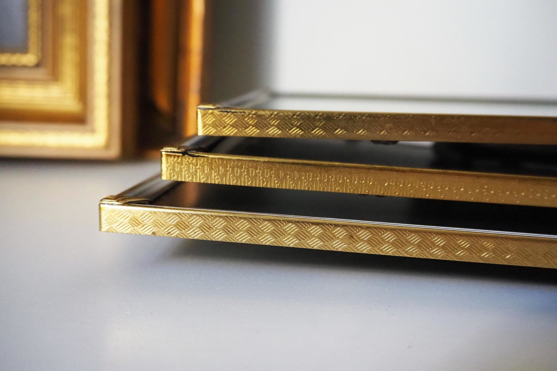 Set of three vintage photo frames | Vintage brass frames | Matching vintage frames | Vintage brass frame set | Vintage Jyden frames