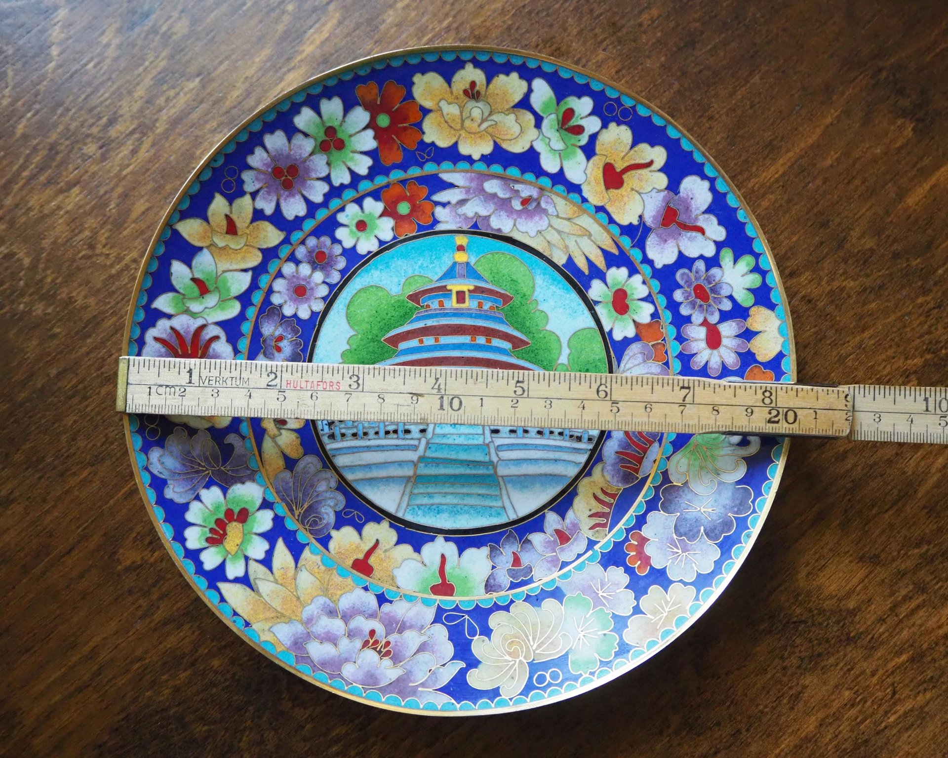 Vintage Cloisonné plate | Enameled brass plate | Vintage decorative plate | Cloisonné plate