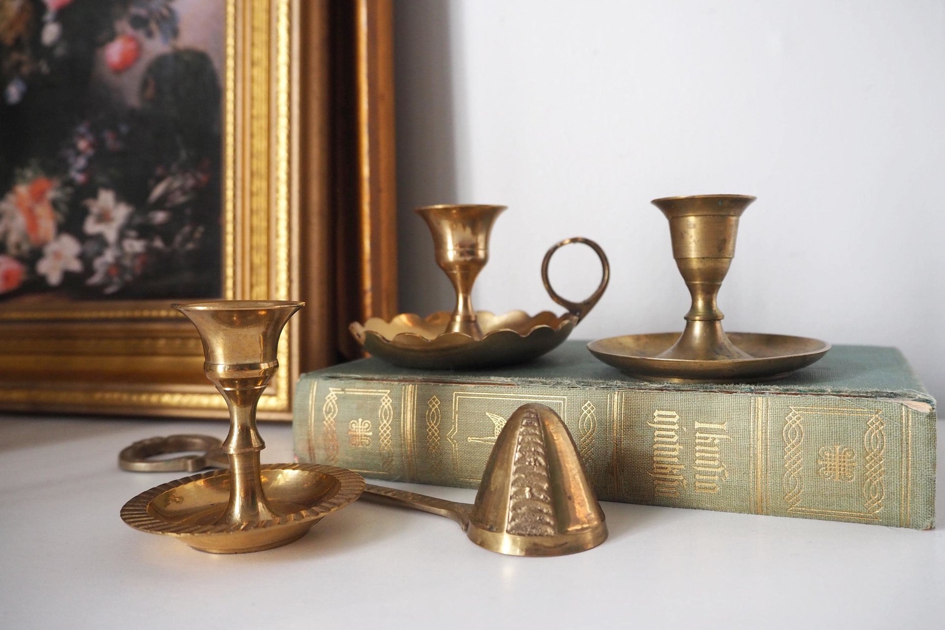 Set of three mismatched vintage candlestick holders | Small candlestick holders | Vintage brass candle holders | Mismatched candle holders
