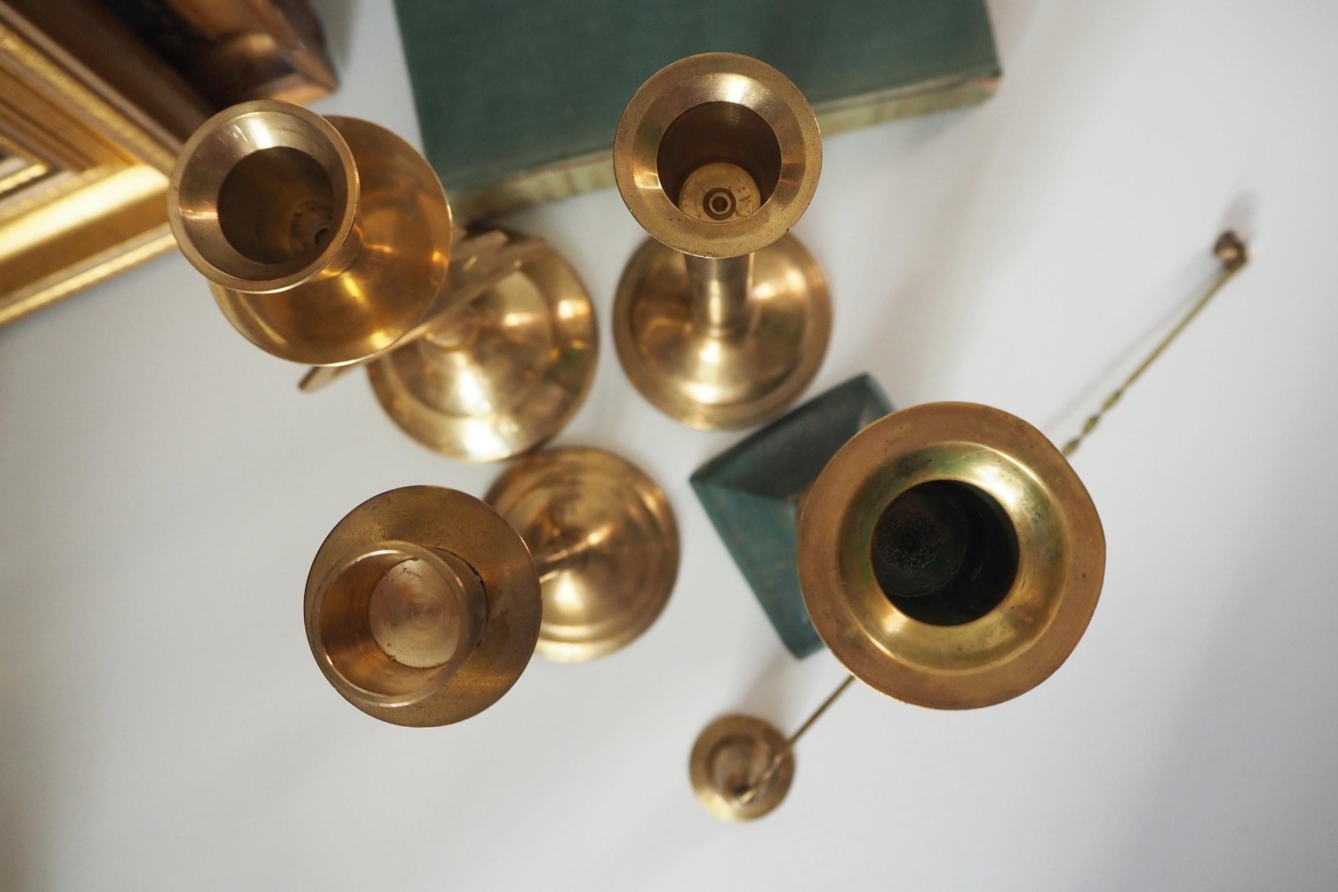 Vintage candlestick holder set | Candlestick holders | Vintage brass candlestick holders and candle snuffer | Vintage Christmas gift set