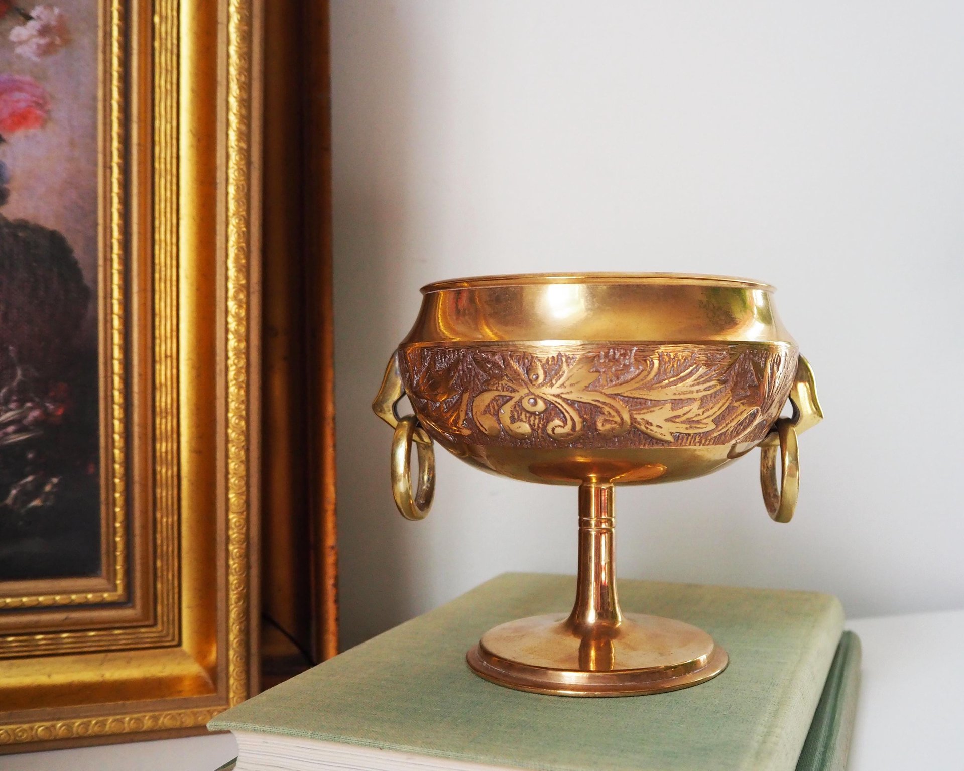 Vintage brass footed bowl | Malm brass bowl | Brass footed bowl | Ringed brass bowl | Brass bowl | Made in Sweden | Vintage Malm bowl