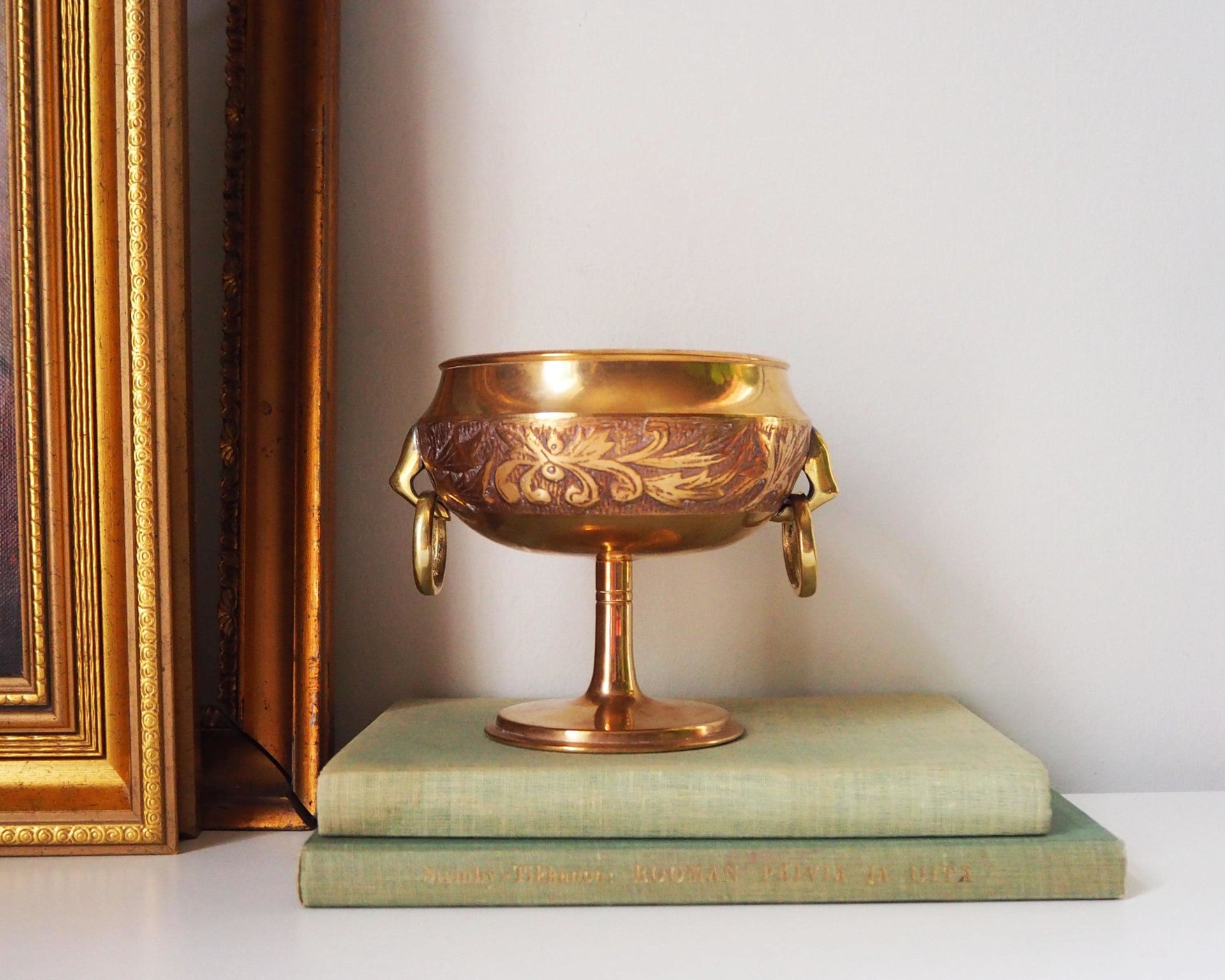 Vintage brass footed bowl | Malm brass bowl | Brass footed bowl | Ringed brass bowl | Brass bowl | Made in Sweden | Vintage Malm bowl