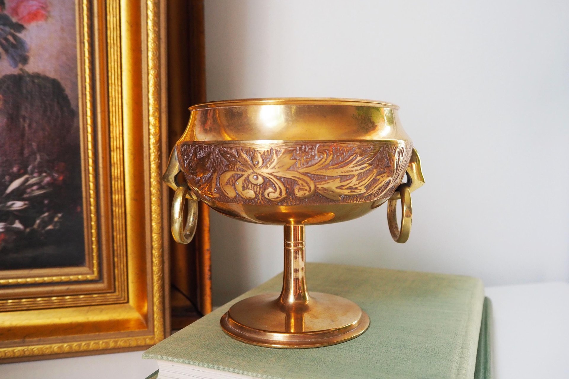 Vintage brass footed bowl | Malm brass bowl | Brass footed bowl | Ringed brass bowl | Brass bowl | Made in Sweden | Vintage Malm bowl