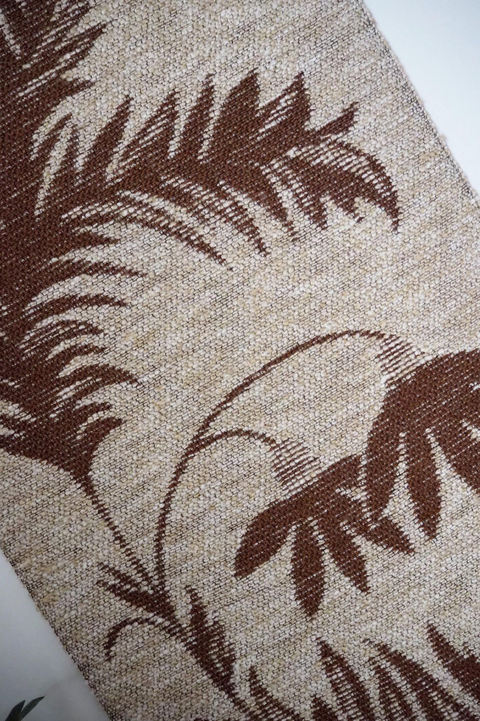 Vintage wall hanging | Long wall hanging | Scandinavian woven textile | Brown and beige wall hanging | Retro wall hanging