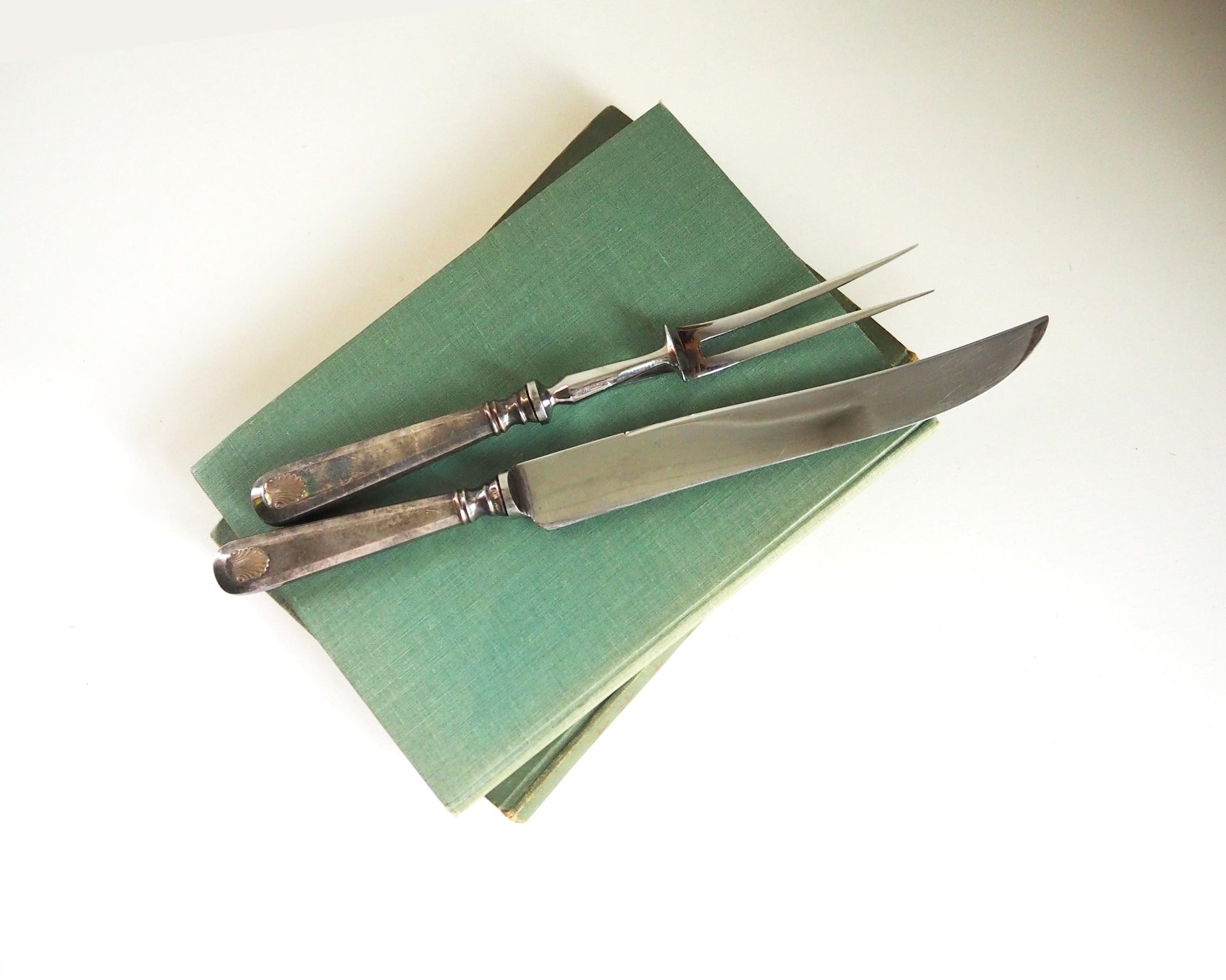 Vintage carving set | Sheffield carving knife and fork | Vintage stainless steel carving set | Alpacca silver carving set
