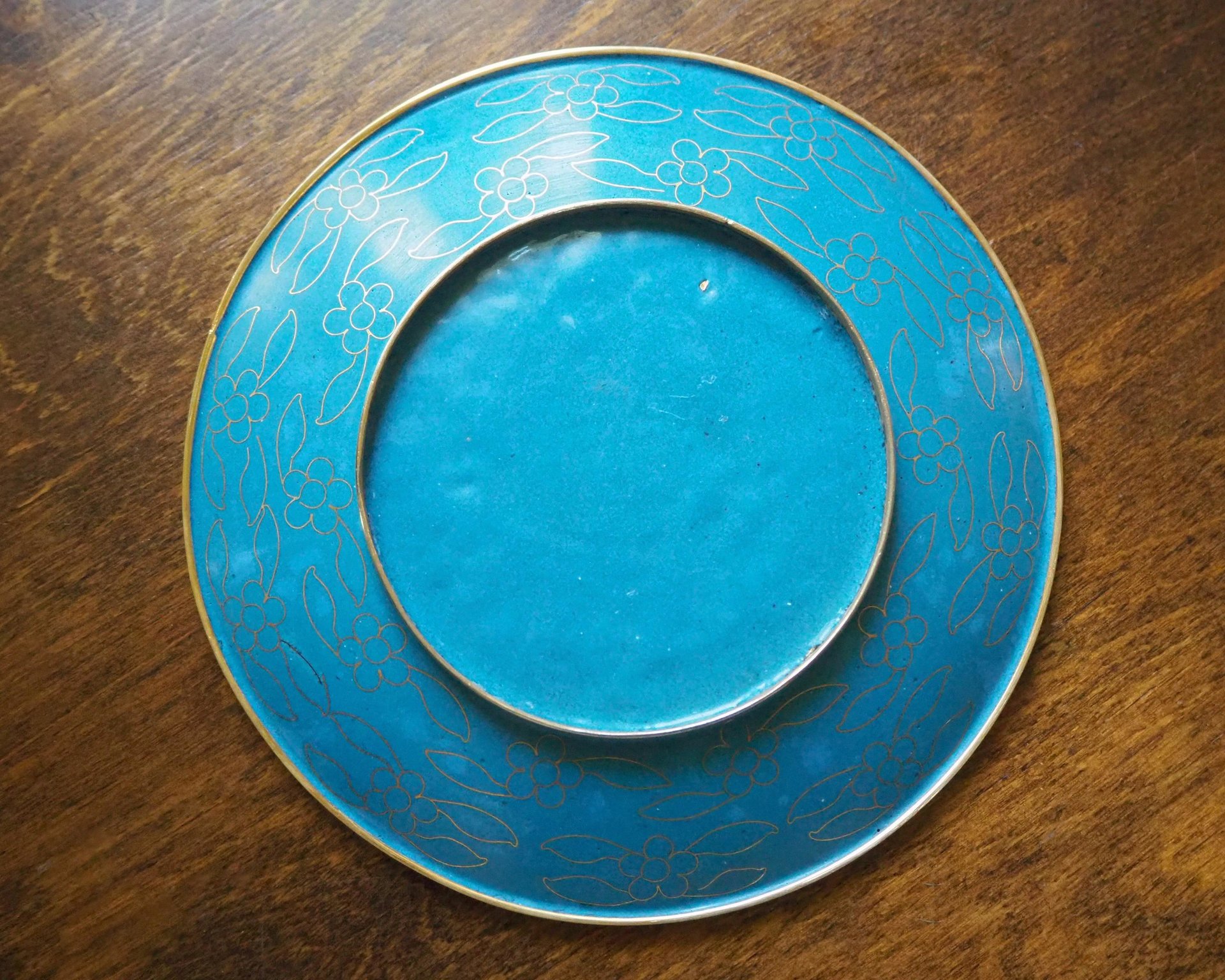 Vintage Cloisonné plate | Enameled brass plate | Vintage decorative plate | Cloisonné plate