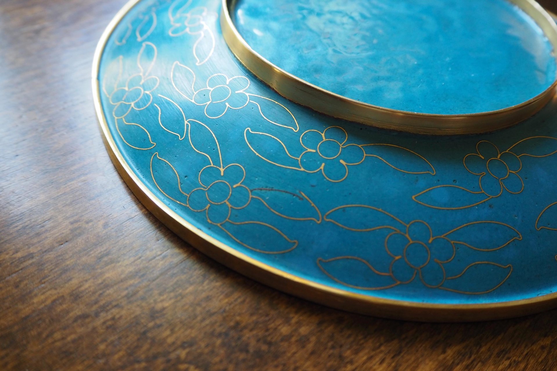 Vintage Cloisonné plate | Enameled brass plate | Vintage decorative plate | Cloisonné plate