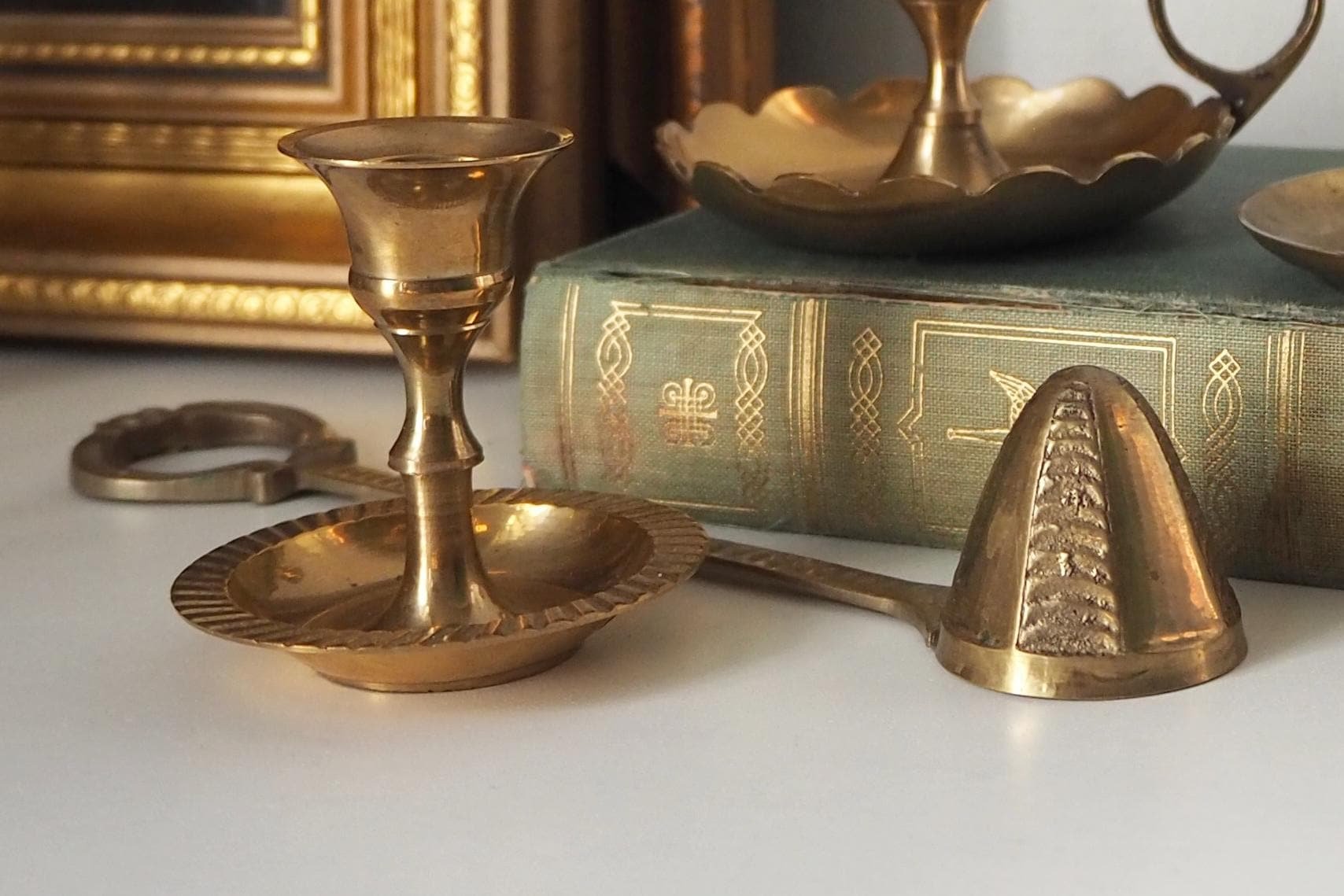 Set of three mismatched vintage candlestick holders | Small candlestick holders | Vintage brass candle holders | Mismatched candle holders