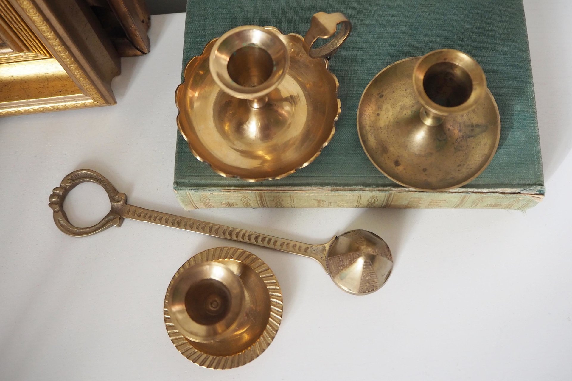 Set of three mismatched vintage candlestick holders | Small candlestick holders | Vintage brass candle holders | Mismatched candle holders