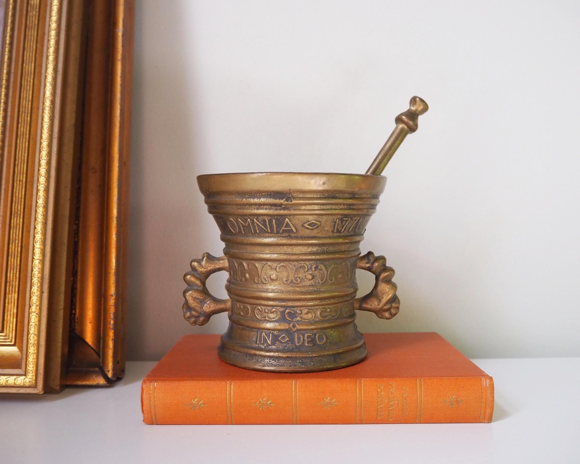 Vintage brass mortar and pestle | Large brass mortar | Vintage brass mortar | Large brass mortar set