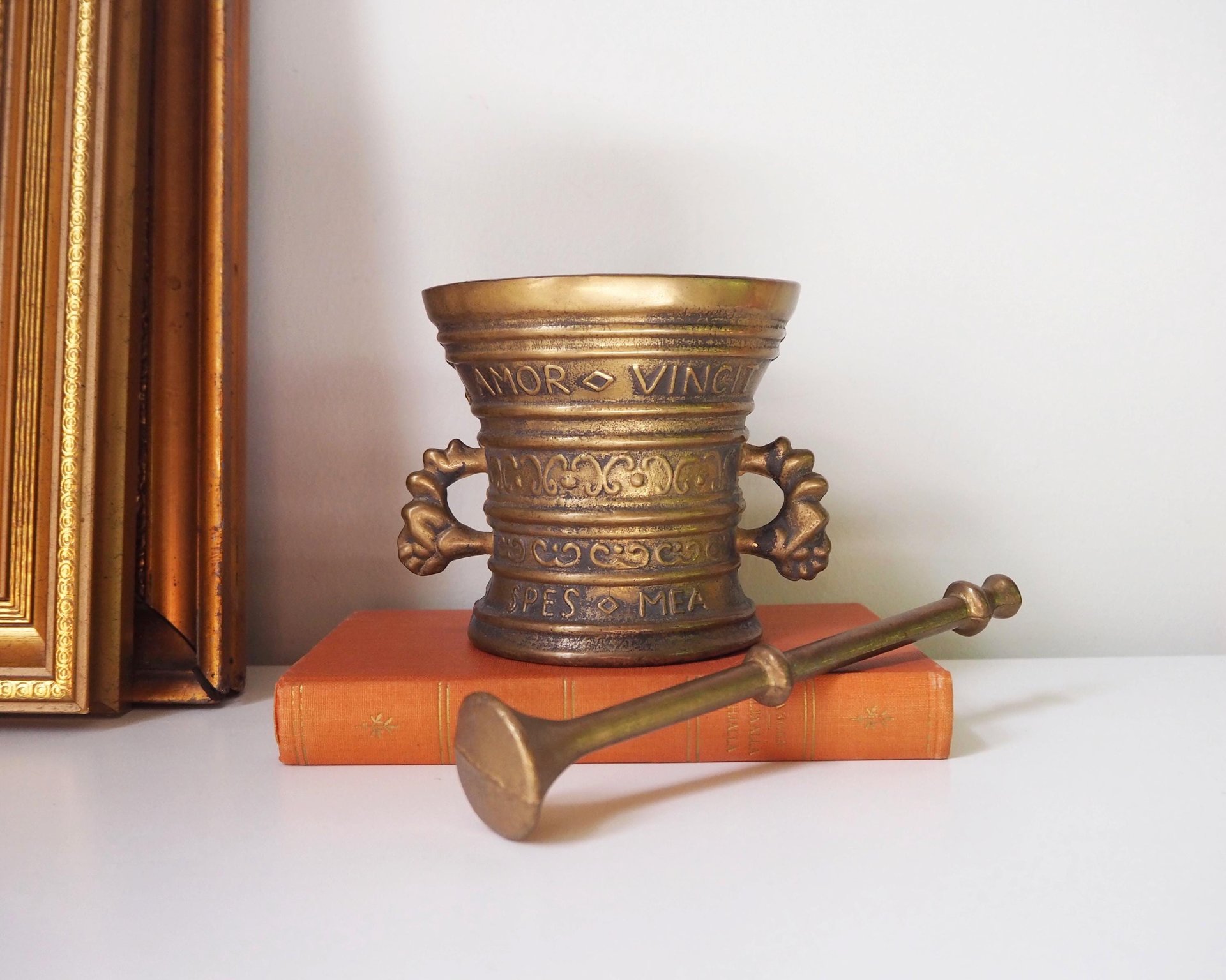 Vintage brass mortar and pestle | Large brass mortar | Vintage brass mortar | Large brass mortar set
