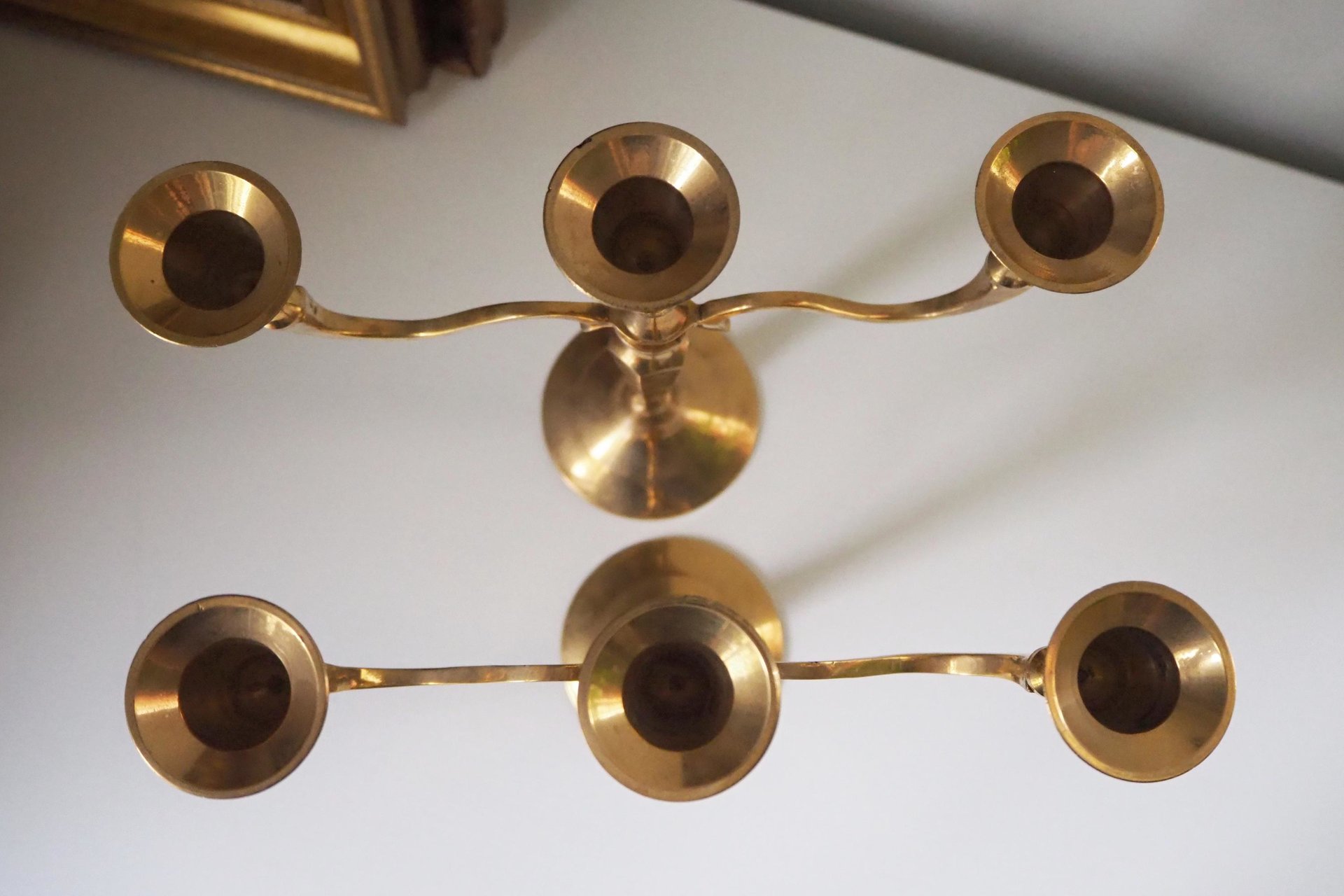 Vintage three arm candelabrums | Set of two brass candelabrums | Three arm candlestick holders | Vintage candelabrum | Brass candelabrums