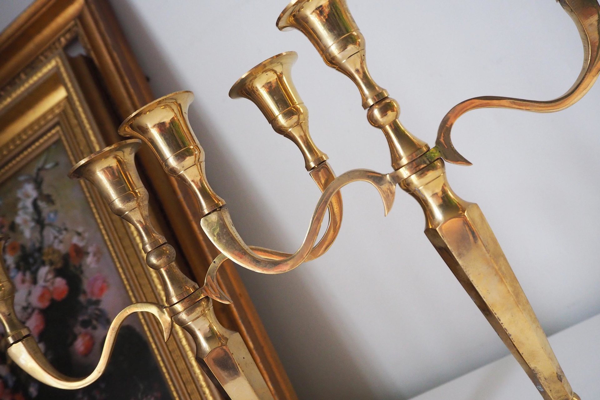 Vintage three arm candelabrums | Set of two brass candelabrums | Three arm candlestick holders | Vintage candelabrum | Brass candelabrums