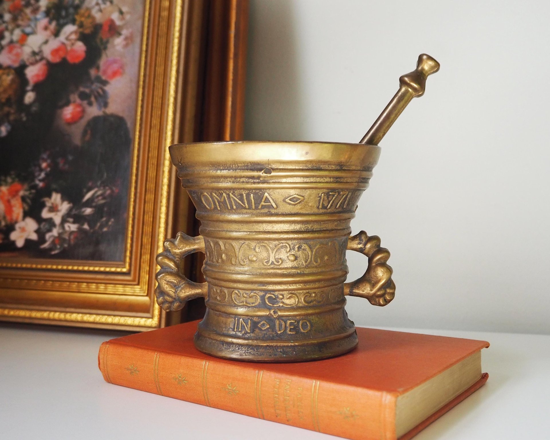 Vintage brass mortar and pestle | Large brass mortar | Vintage brass mortar | Large brass mortar set