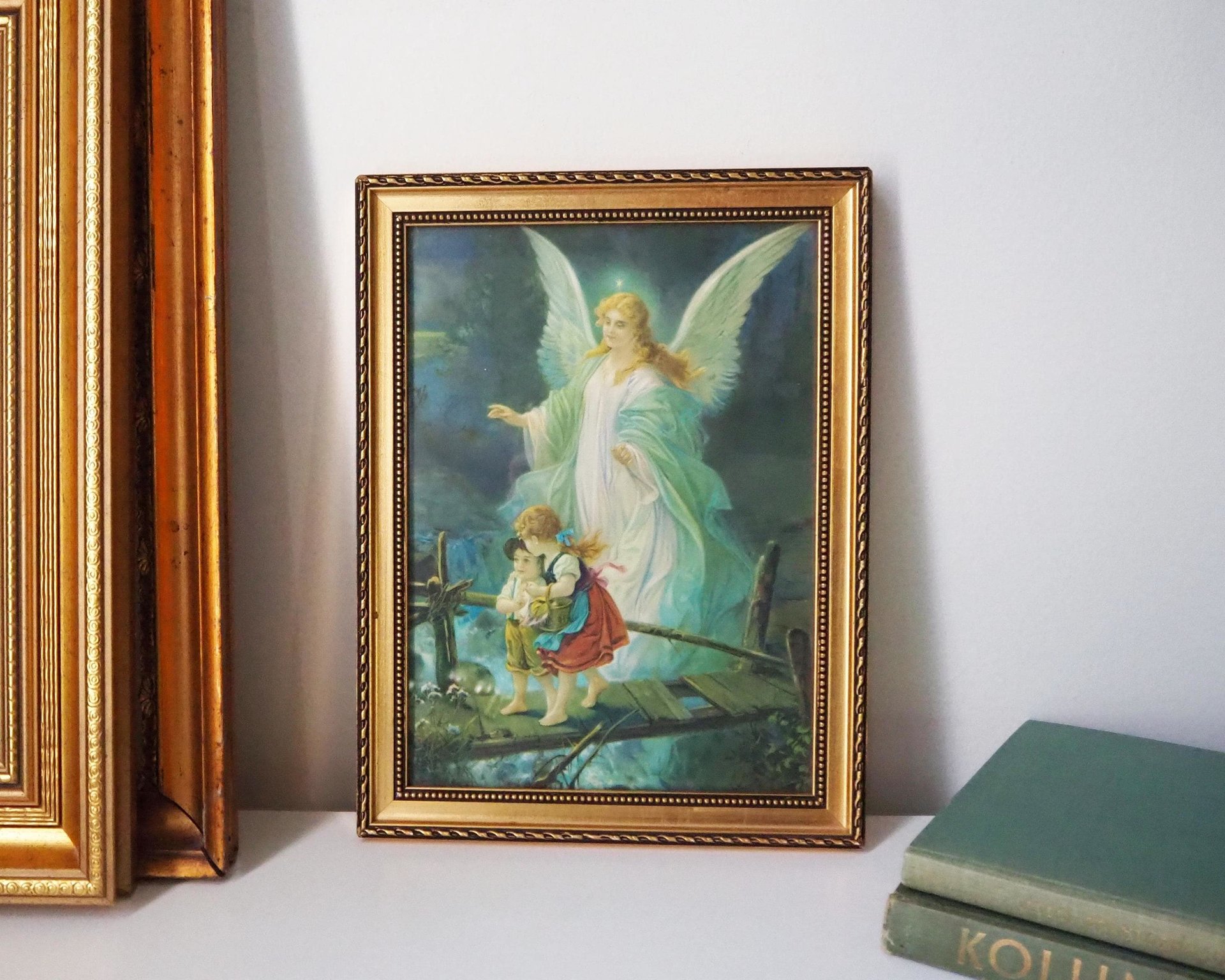 Vintage wall art | Guardian angel wall art | Framed vintage print | Religious vintage print | Framed vintage Guardian Angel print