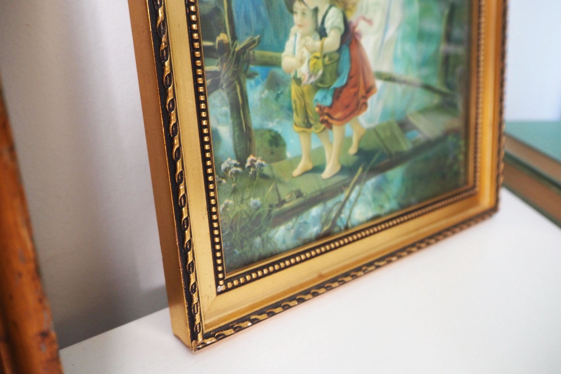 Vintage wall art | Guardian angel wall art | Framed vintage print | Religious vintage print | Framed vintage Guardian Angel print