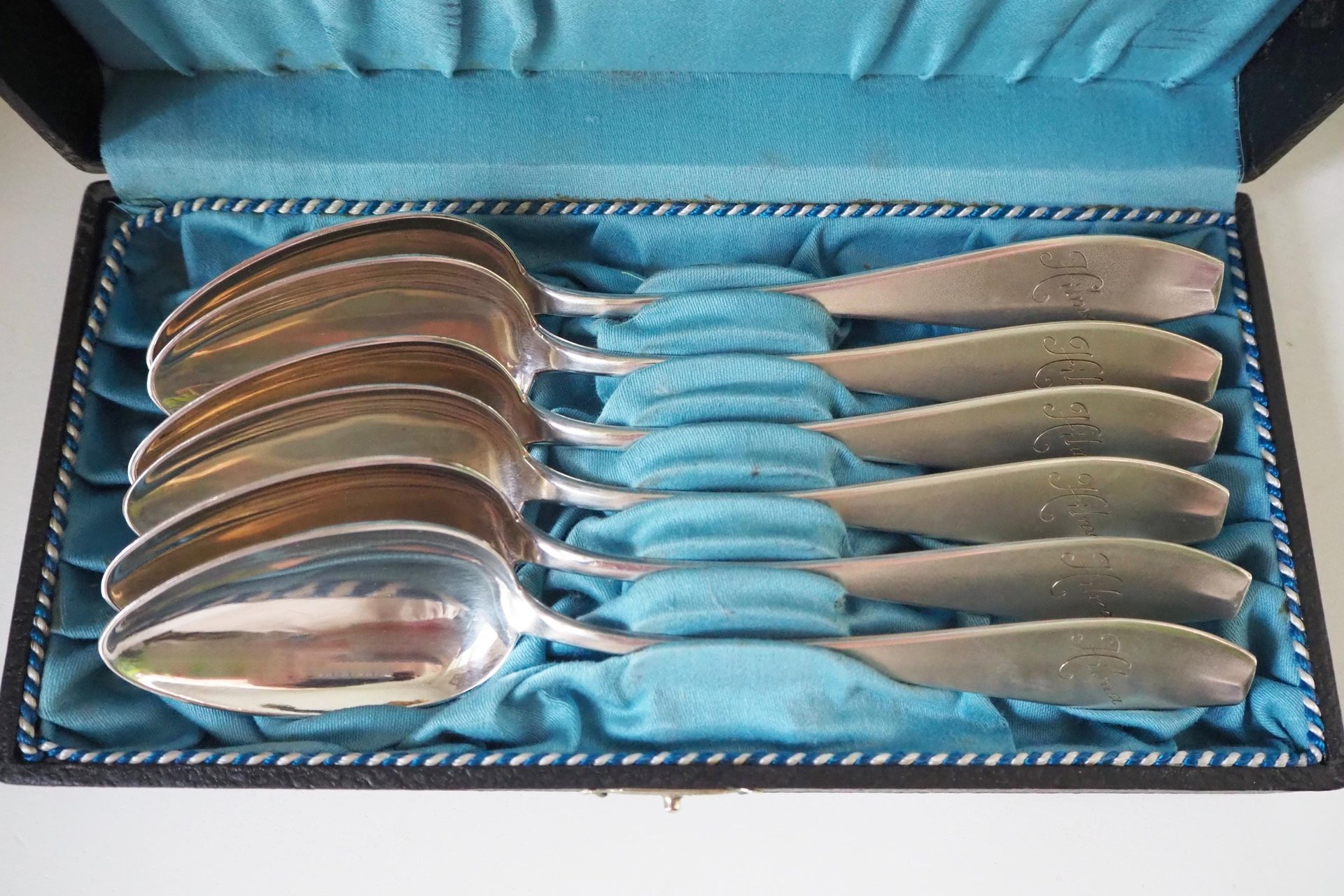 Set of six vintage tablespoons | Vintage silver plated tablespoons | Vintage tablespoon set | Vintage alpacca silver spoons