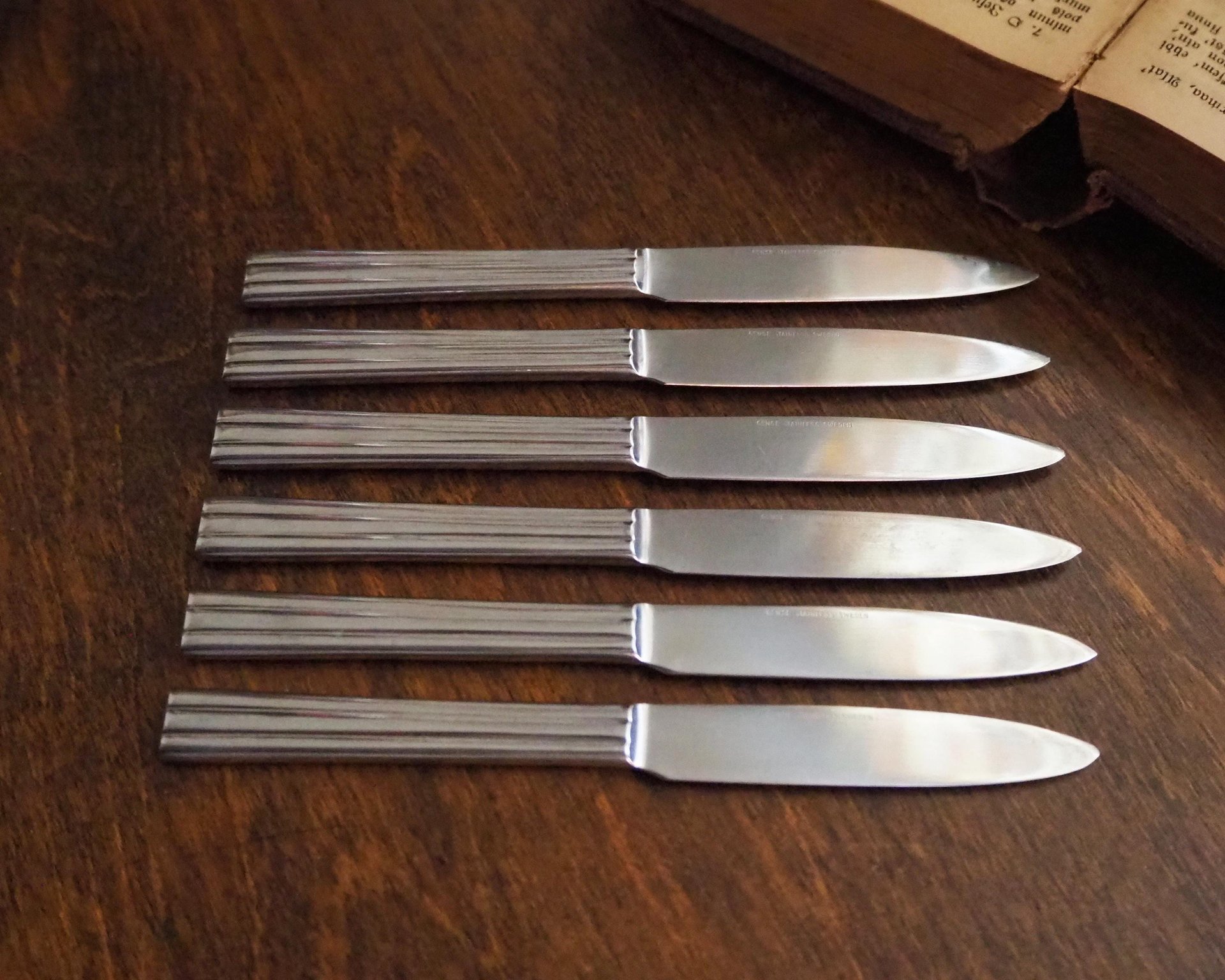 Set of six vintage fruit knives | Gense fruit knives | Midcentury fruit knives | Stainless steel fruit knives | Made in Sweden