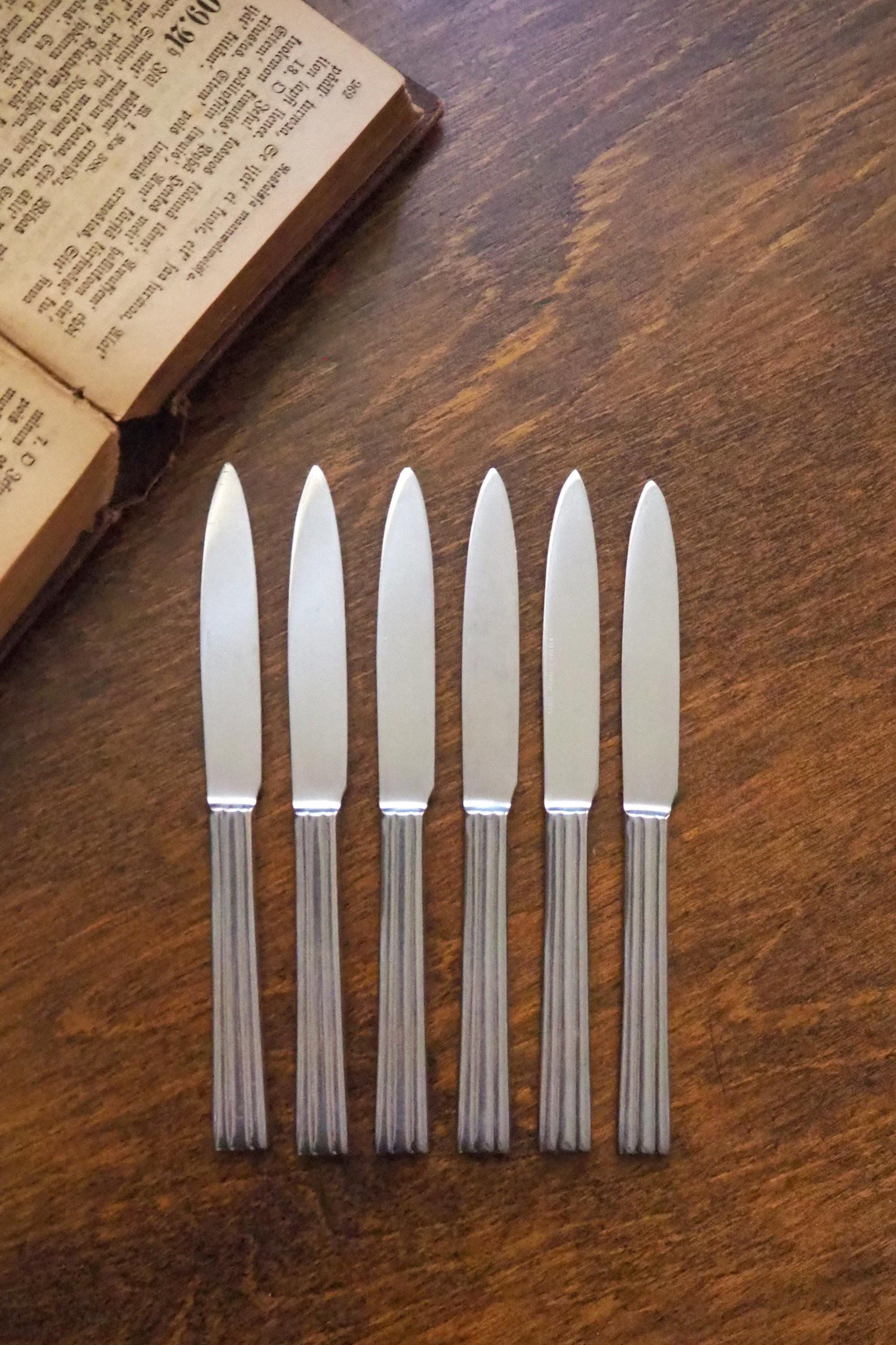Set of six vintage fruit knives | Gense fruit knives | Midcentury fruit knives | Stainless steel fruit knives | Made in Sweden