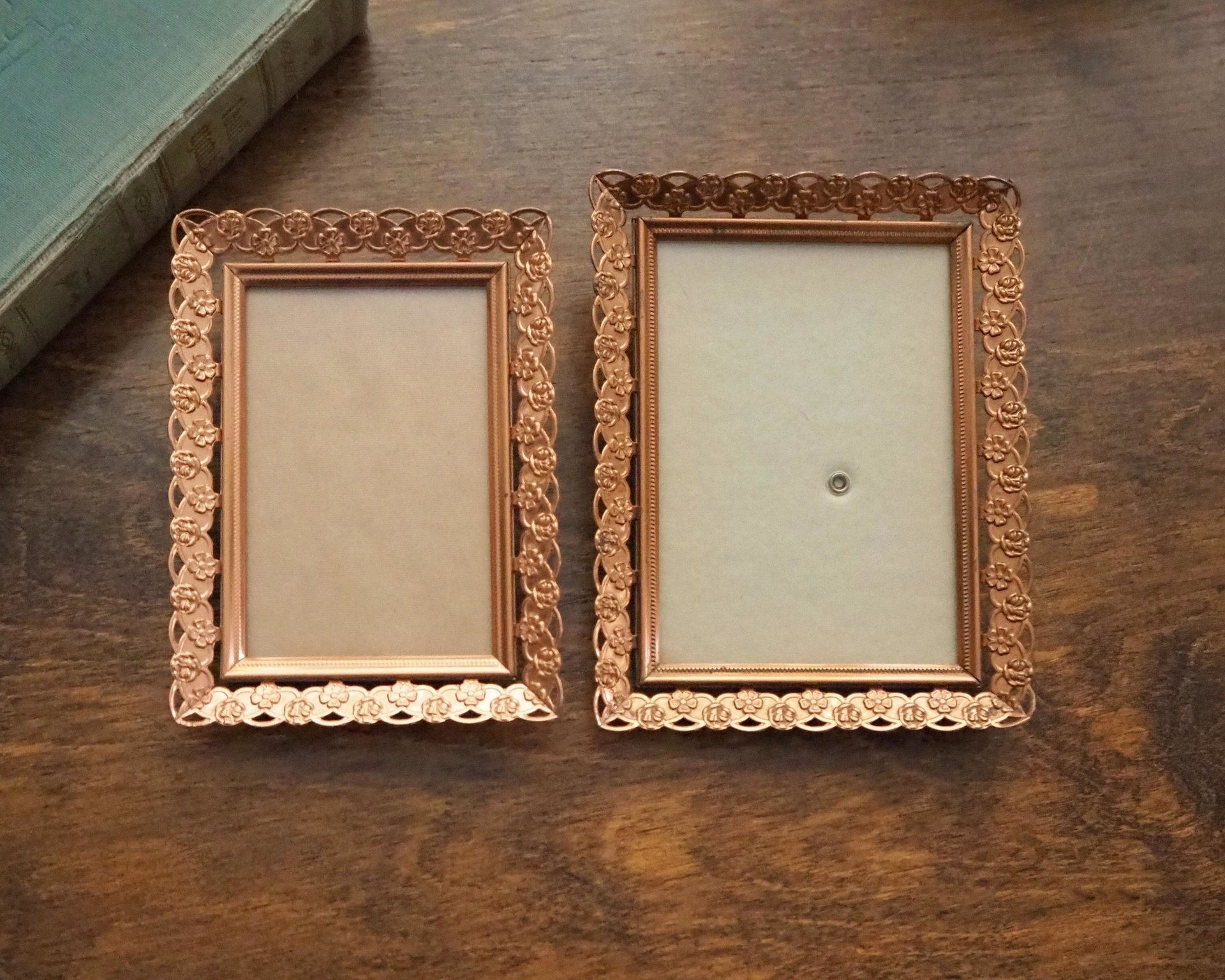 Vintage rose gold photo frames | Set of two vintage photo frames | Rose gold photo frames | Vintage copper tone picture frames