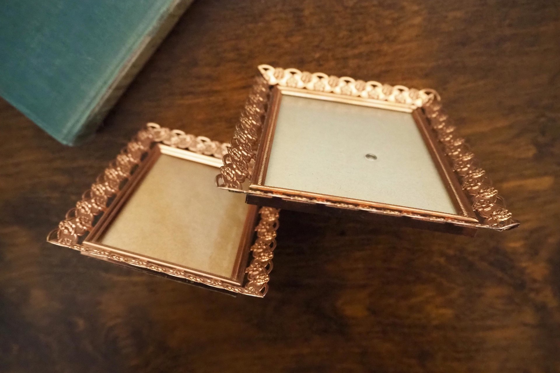 Vintage rose gold photo frames | Set of two vintage photo frames | Rose gold photo frames | Vintage copper tone picture frames