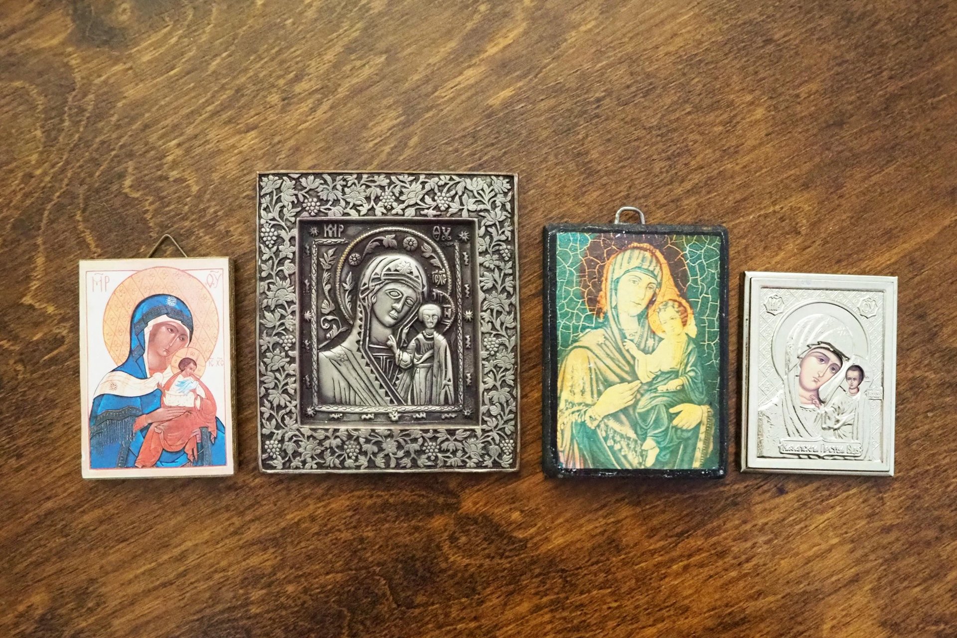Vintage Orthodox icons | Set of four small vintage Orthodox icons | Wooden religious icons | Vintage wooden icons | Small vintage icons