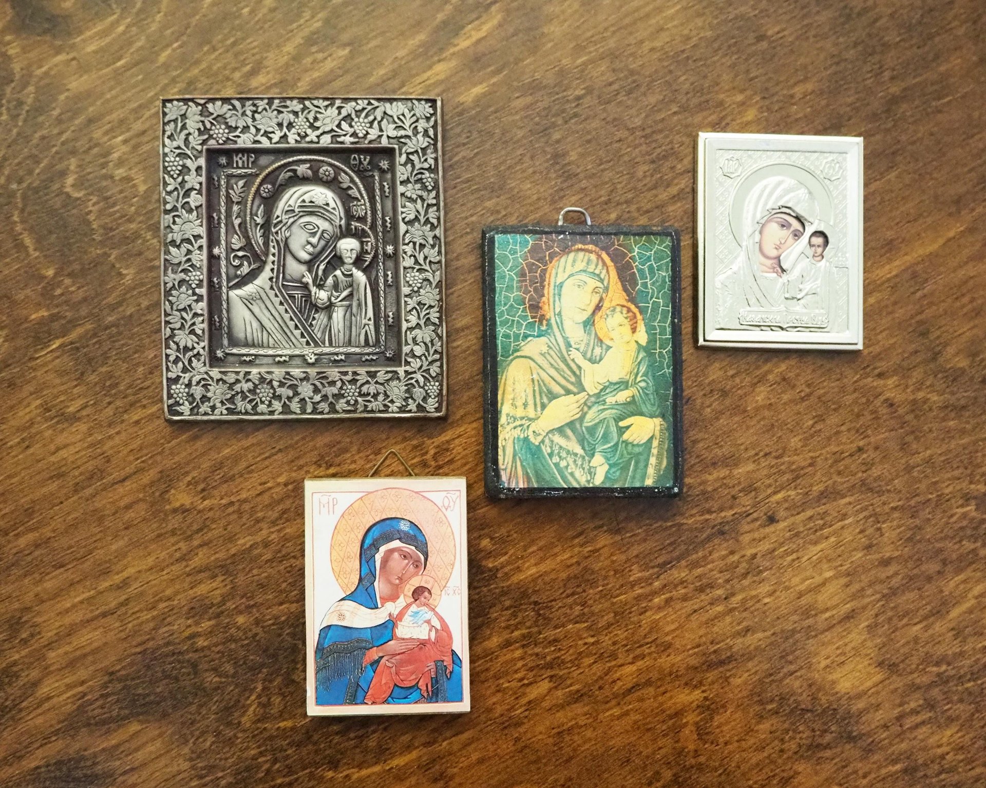 Vintage Orthodox icons | Set of four small vintage Orthodox icons | Wooden religious icons | Vintage wooden icons | Small vintage icons
