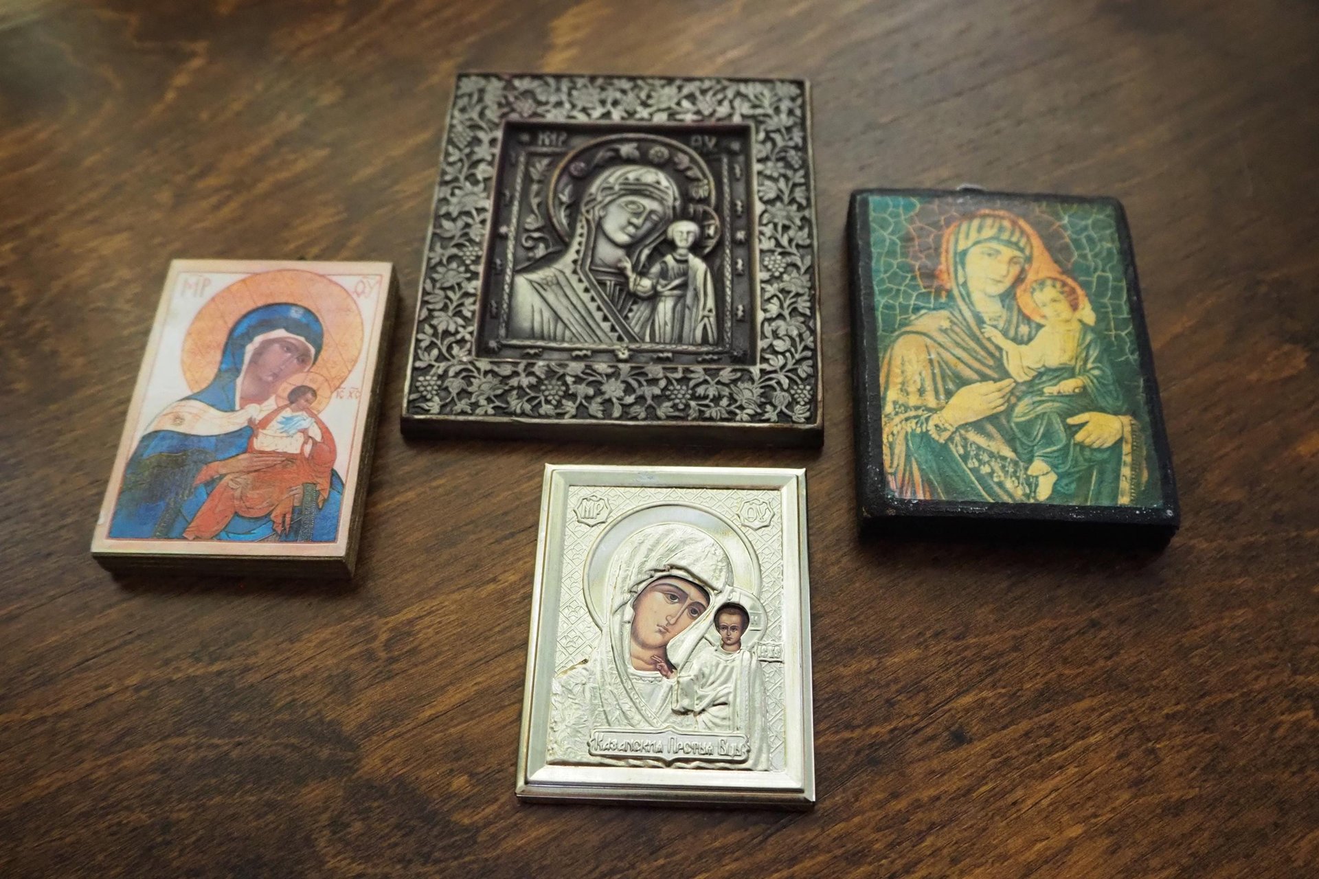 Vintage Orthodox icons | Set of four small vintage Orthodox icons | Wooden religious icons | Vintage wooden icons | Small vintage icons