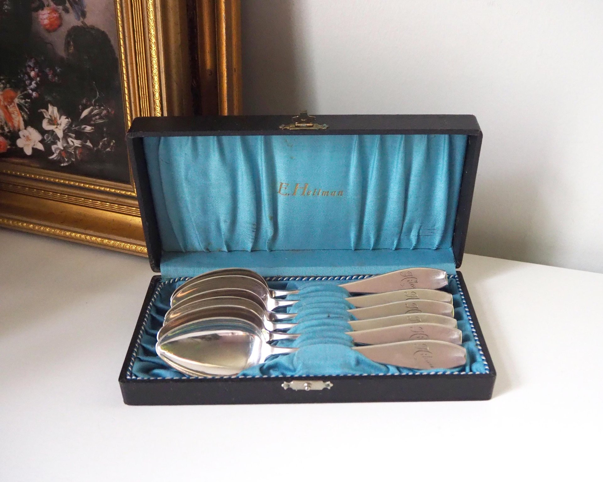 Set of six vintage tablespoons | Vintage silver plated tablespoons | Vintage tablespoon set | Vintage alpacca silver spoons