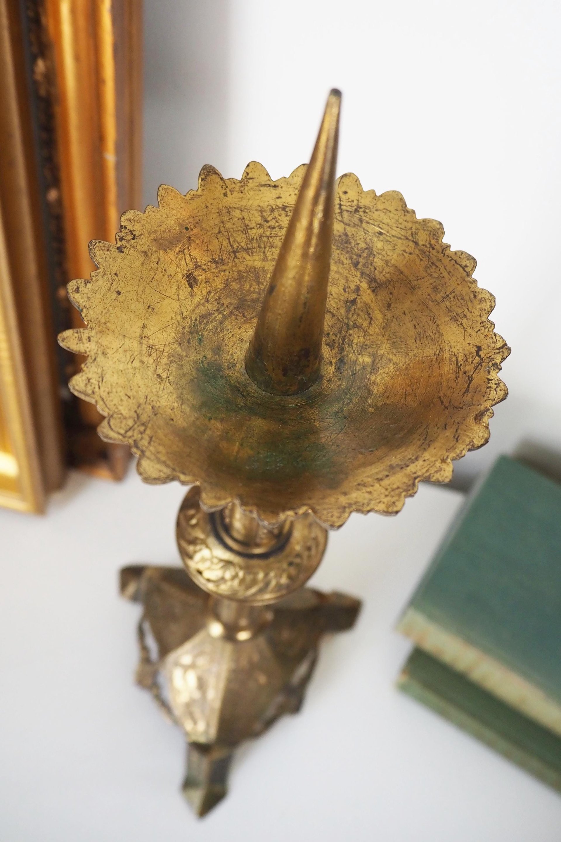 Vintage pricket candle holder | Vintage pricket candle | Tall gold plated pricket candle holder | Pricket candle holder