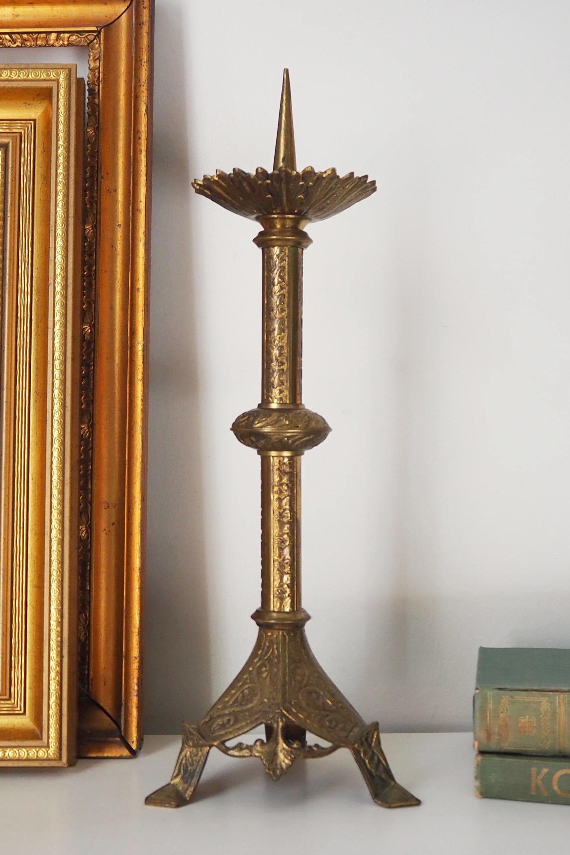 Vintage pricket candle holder | Vintage pricket candle | Tall gold plated pricket candle holder | Pricket candle holder