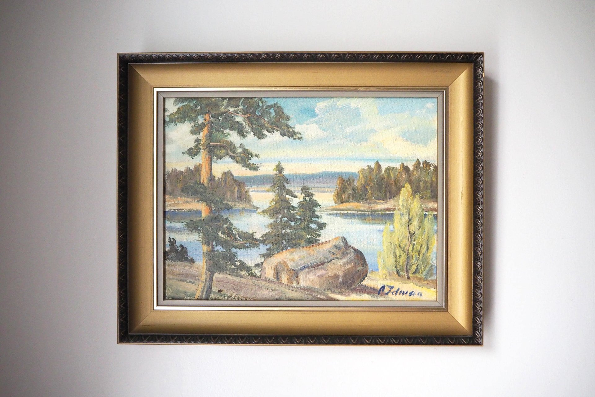 Vintage painting | Vintage landscape oil painting | Finnish scenery wall art | Framed vintage art | Framed wall art | Vintage wall art