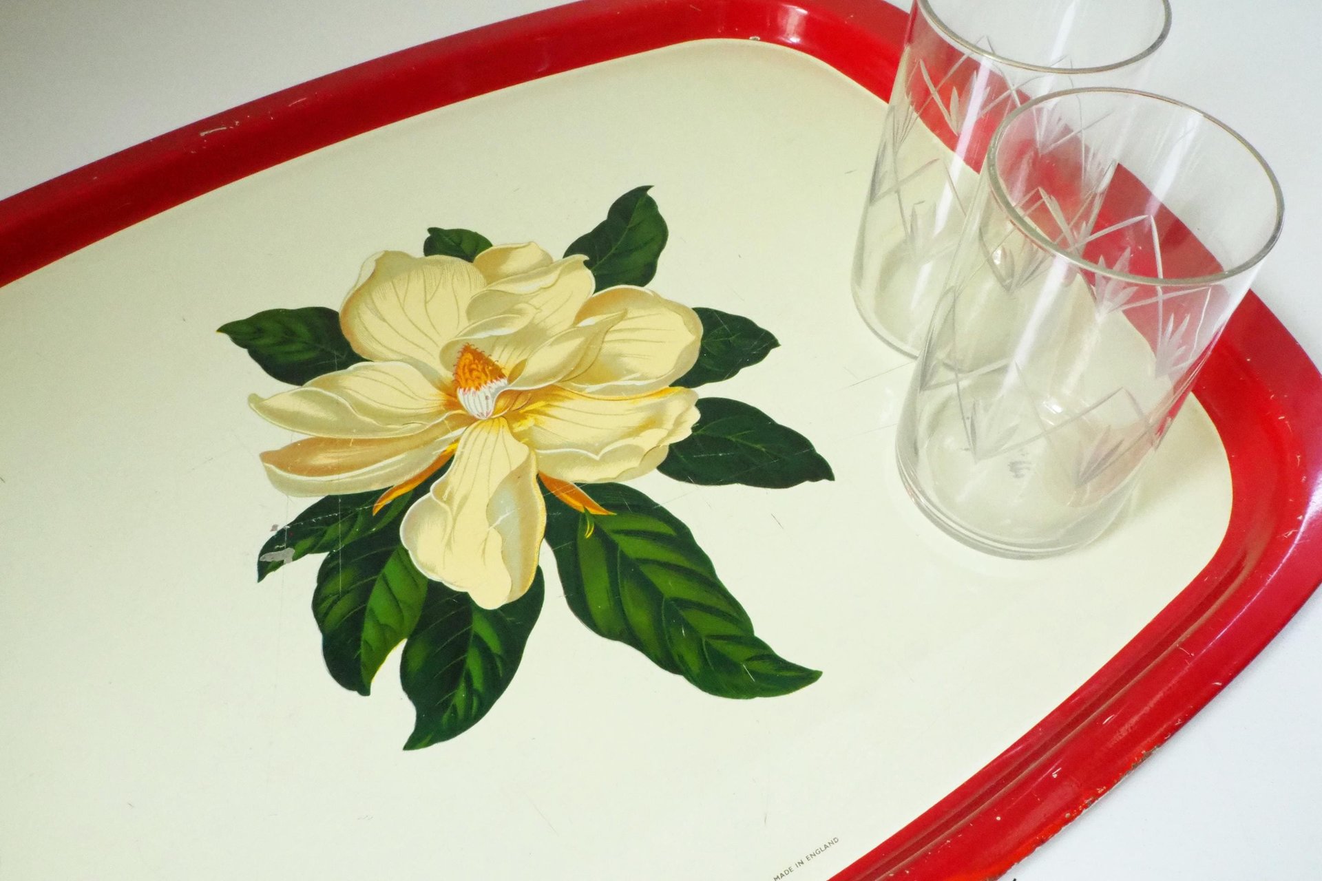 Vintage floral serving tray | Large vintage tray | Retro tray | Floral metal tray | Made in England | Floral serving tray