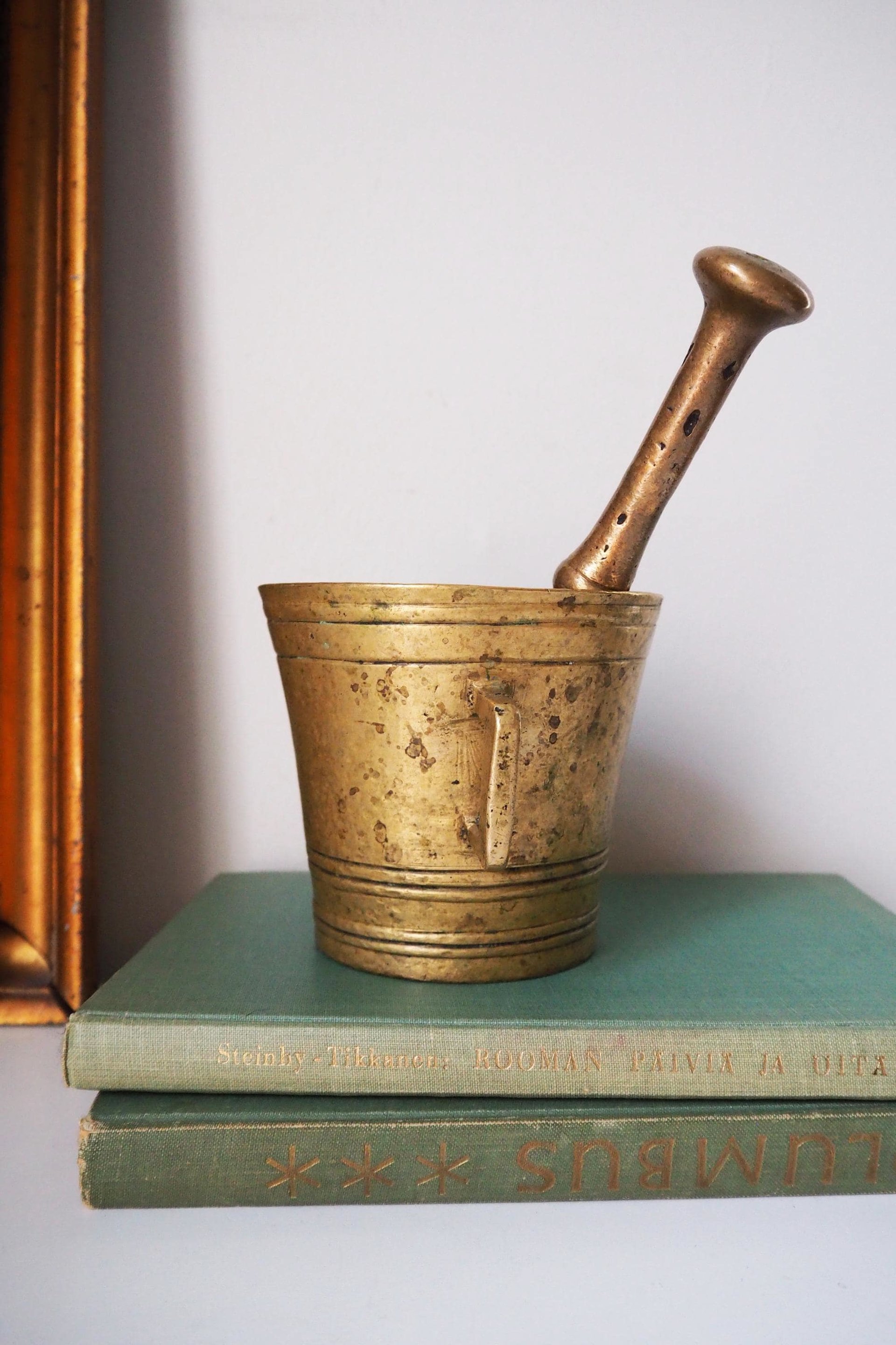 Vintage brass mortar and pestle | Heavy brass mortar | Vintage brass mortar | Large brass mortar set | Antique mortar set