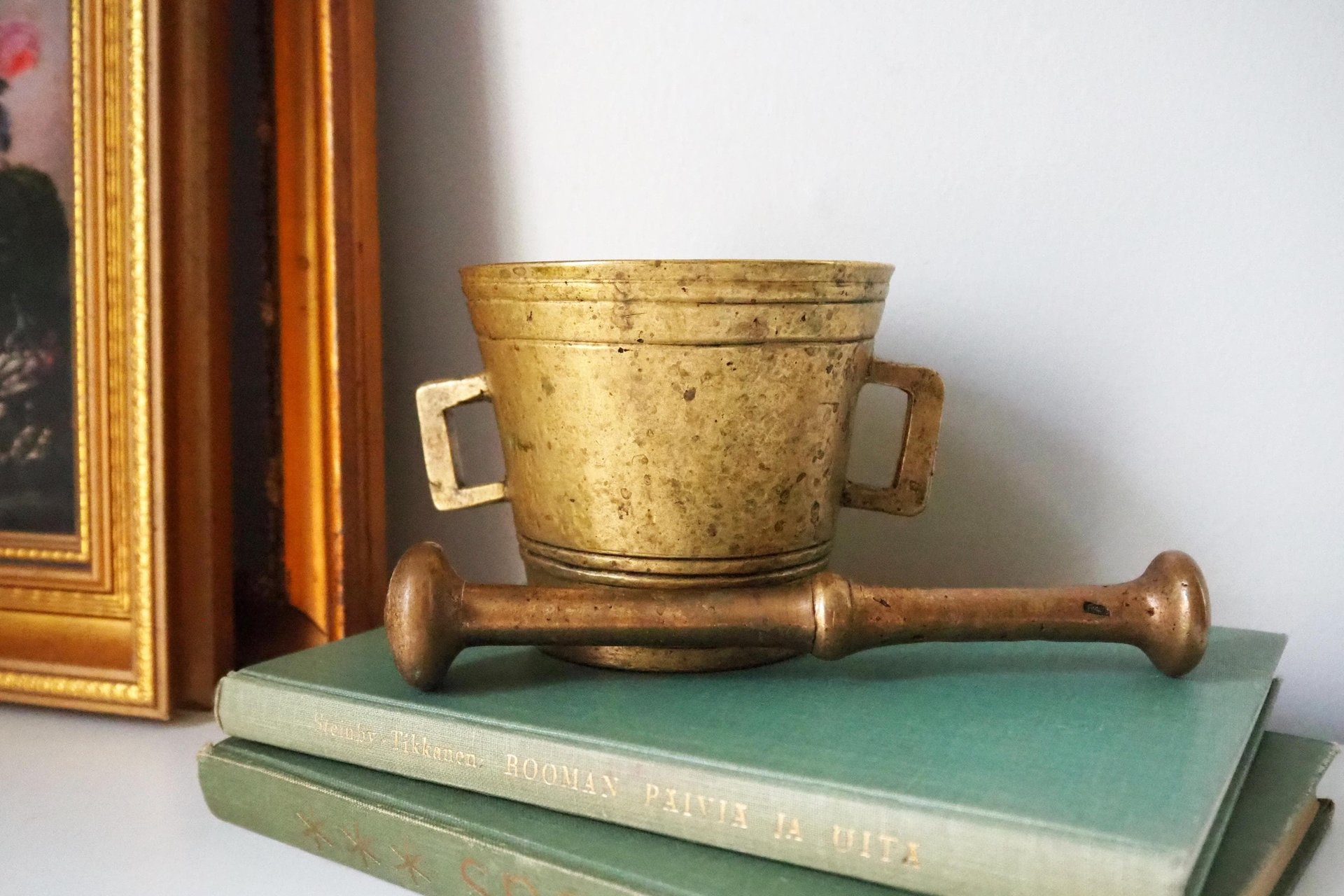 Vintage brass mortar and pestle | Heavy brass mortar | Vintage brass mortar | Large brass mortar set | Antique mortar set