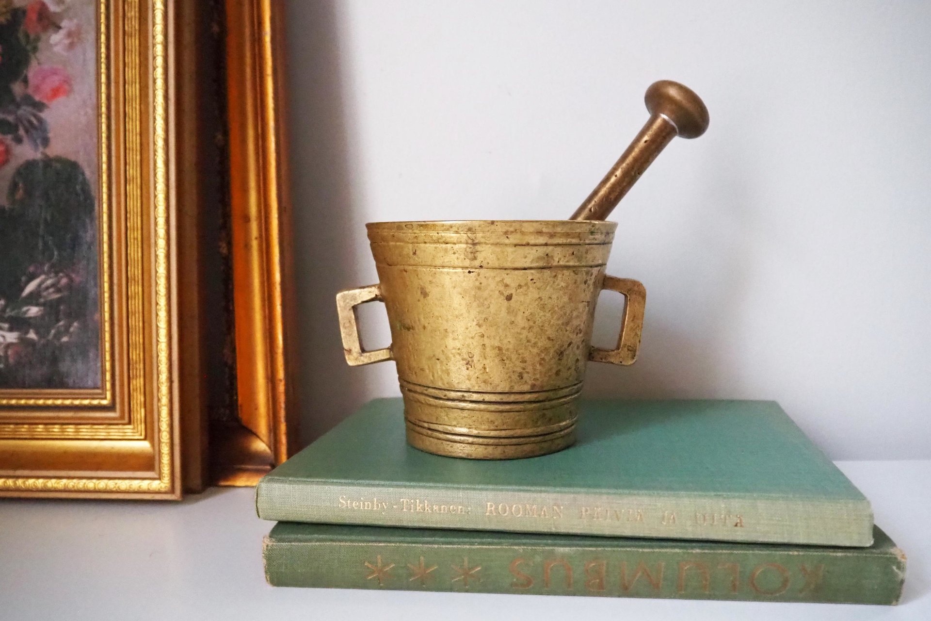 Vintage brass mortar and pestle | Heavy brass mortar | Vintage brass mortar | Large brass mortar set | Antique mortar set