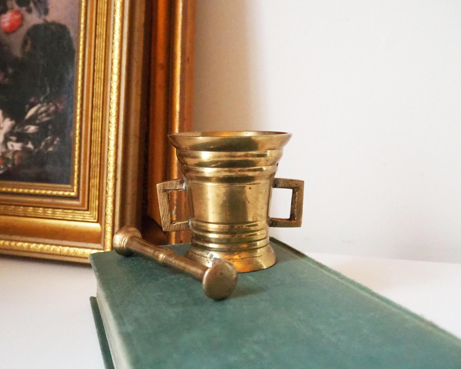 Vintage brass mortar and pestle | Vintage brass mortar | Small brass mortar