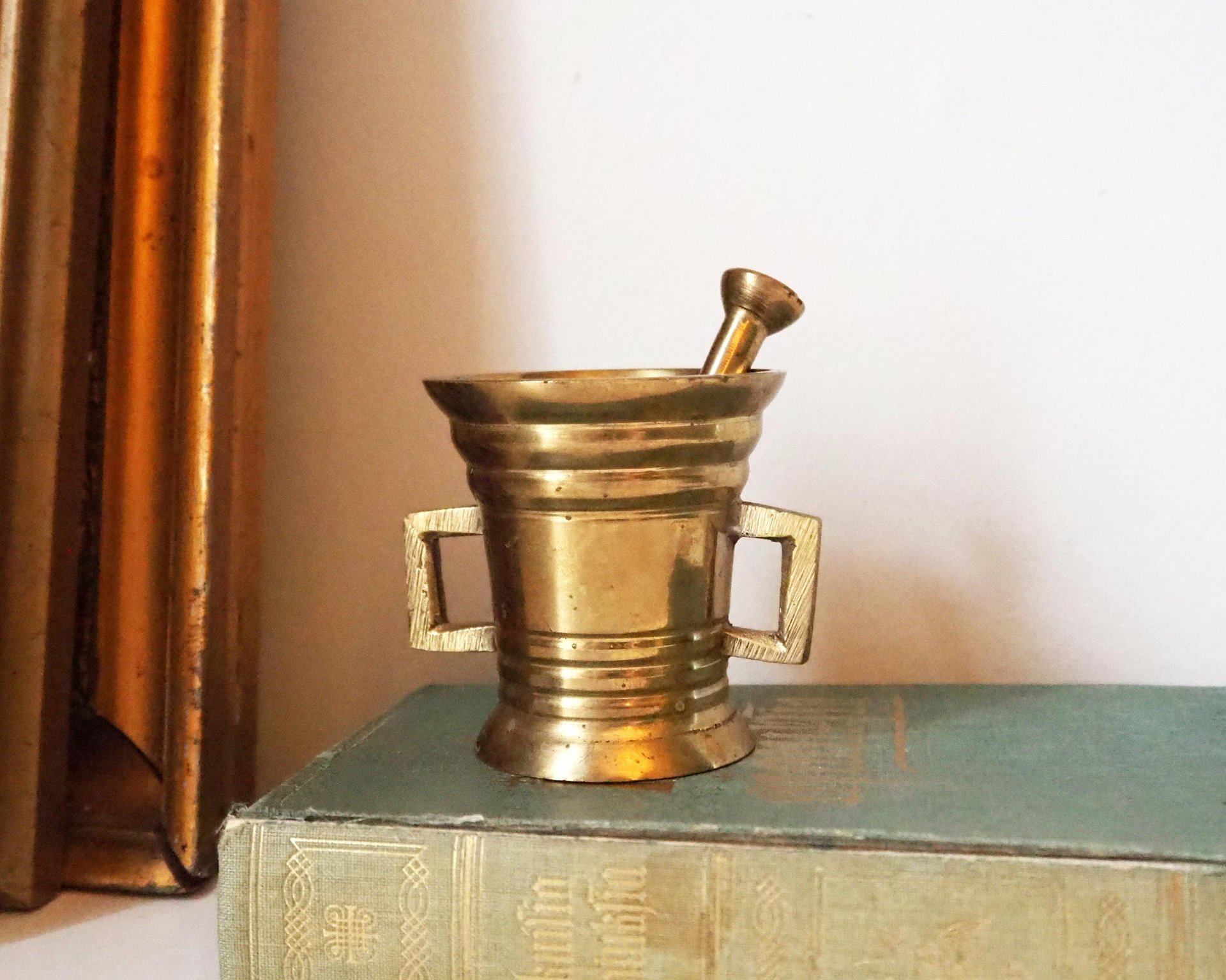 Vintage brass mortar and pestle | Vintage brass mortar | Small brass mortar
